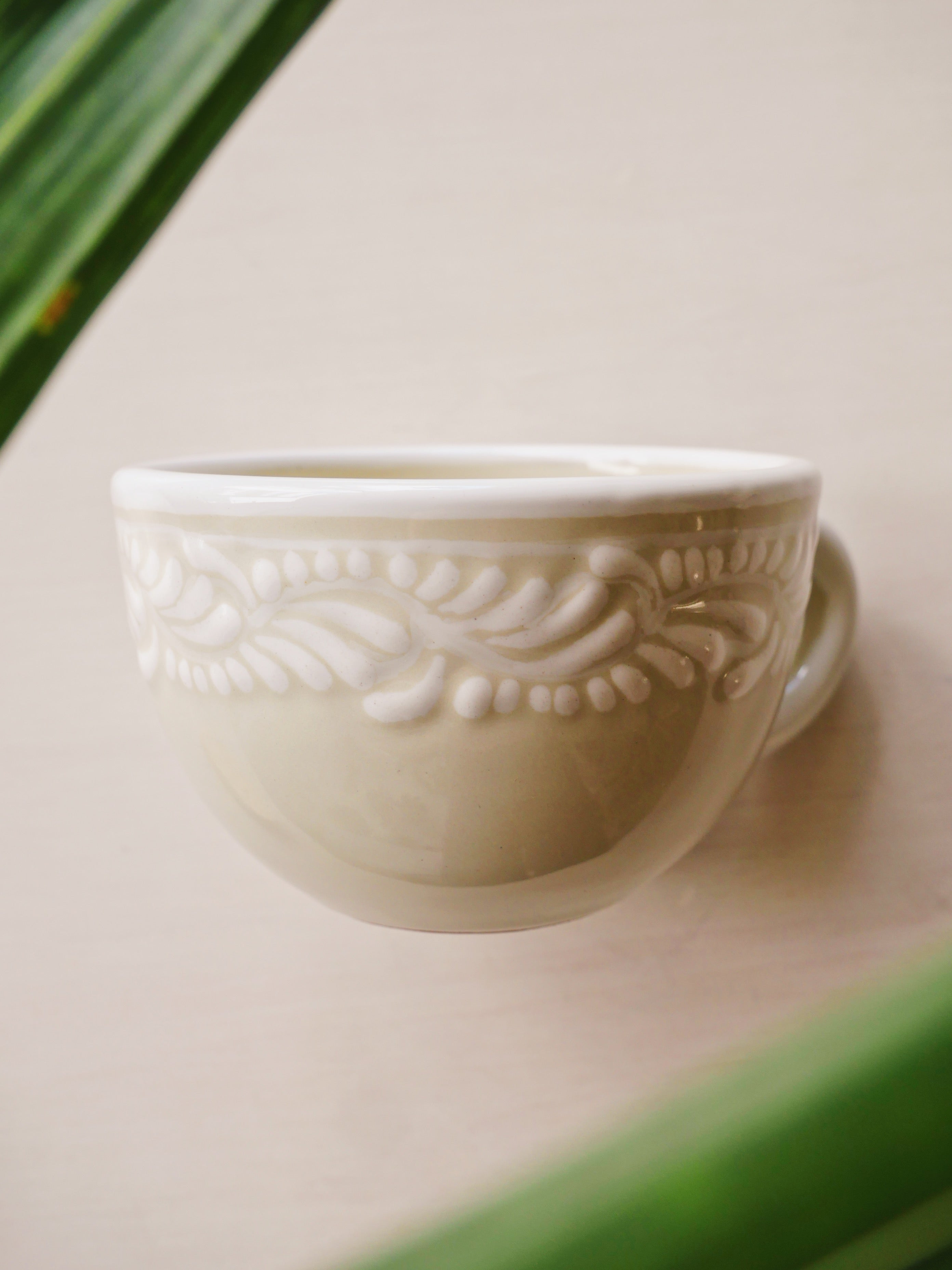 Talavera White Tea Cup