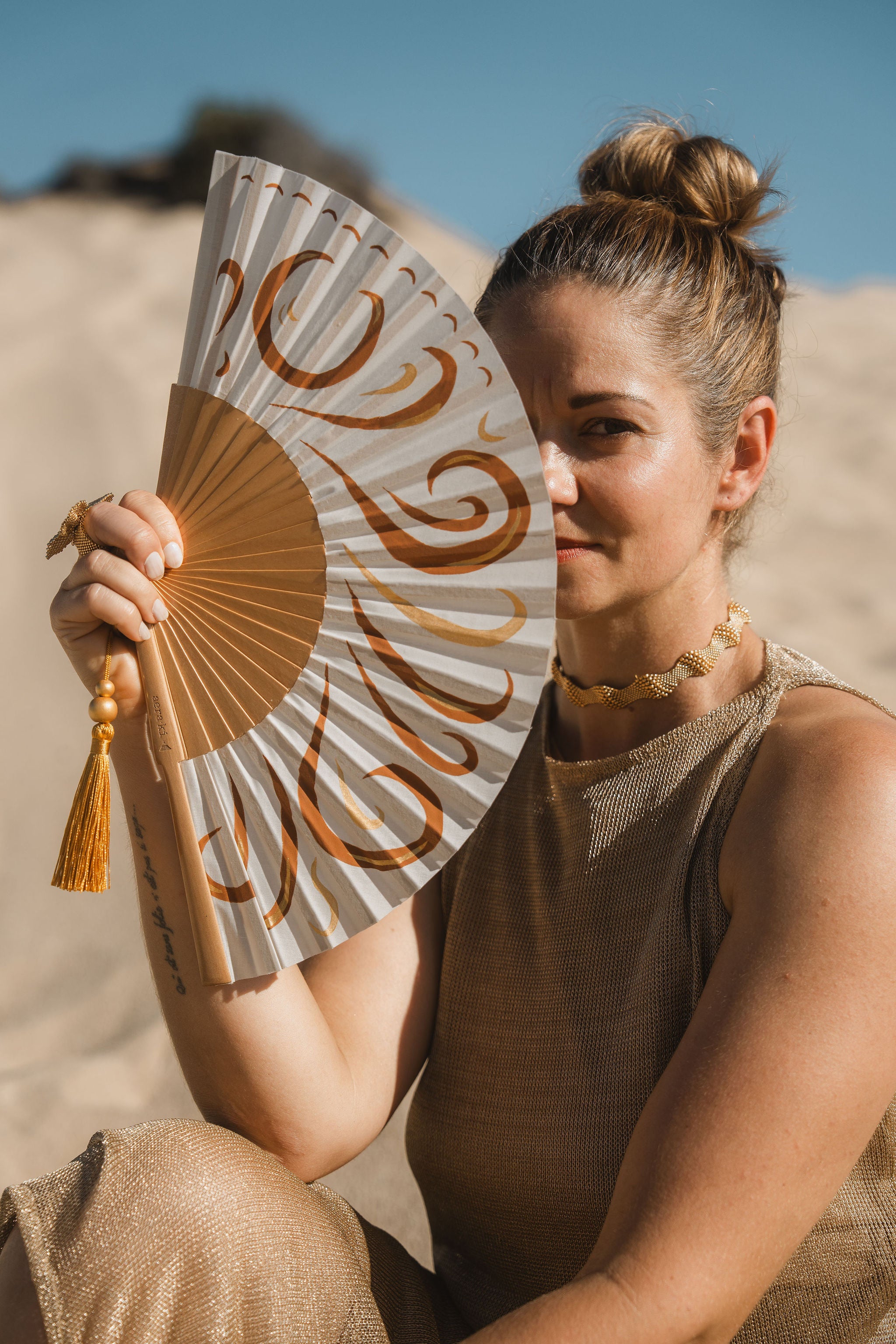 Flowery Song Hand-Painted Folding Fan