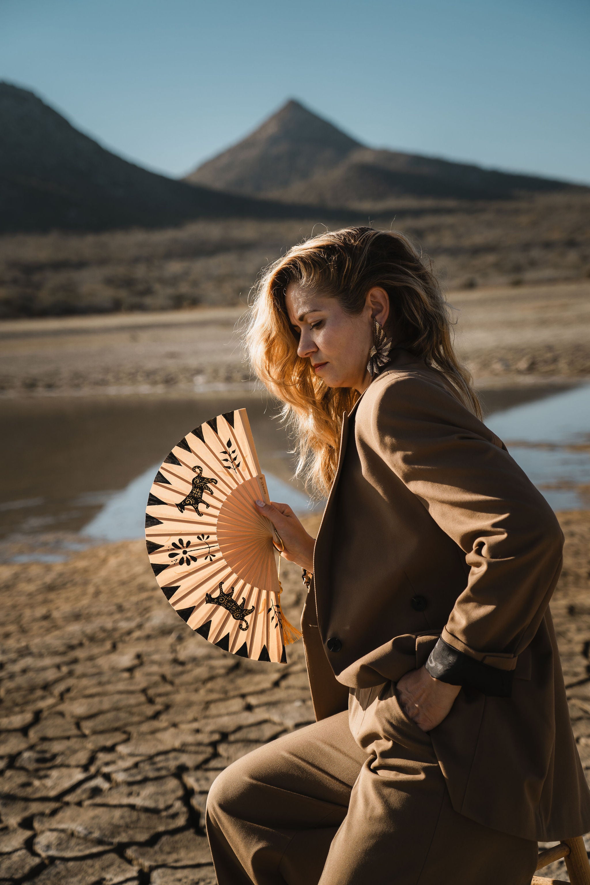 Jaguar Hand-Painted Folding Fan