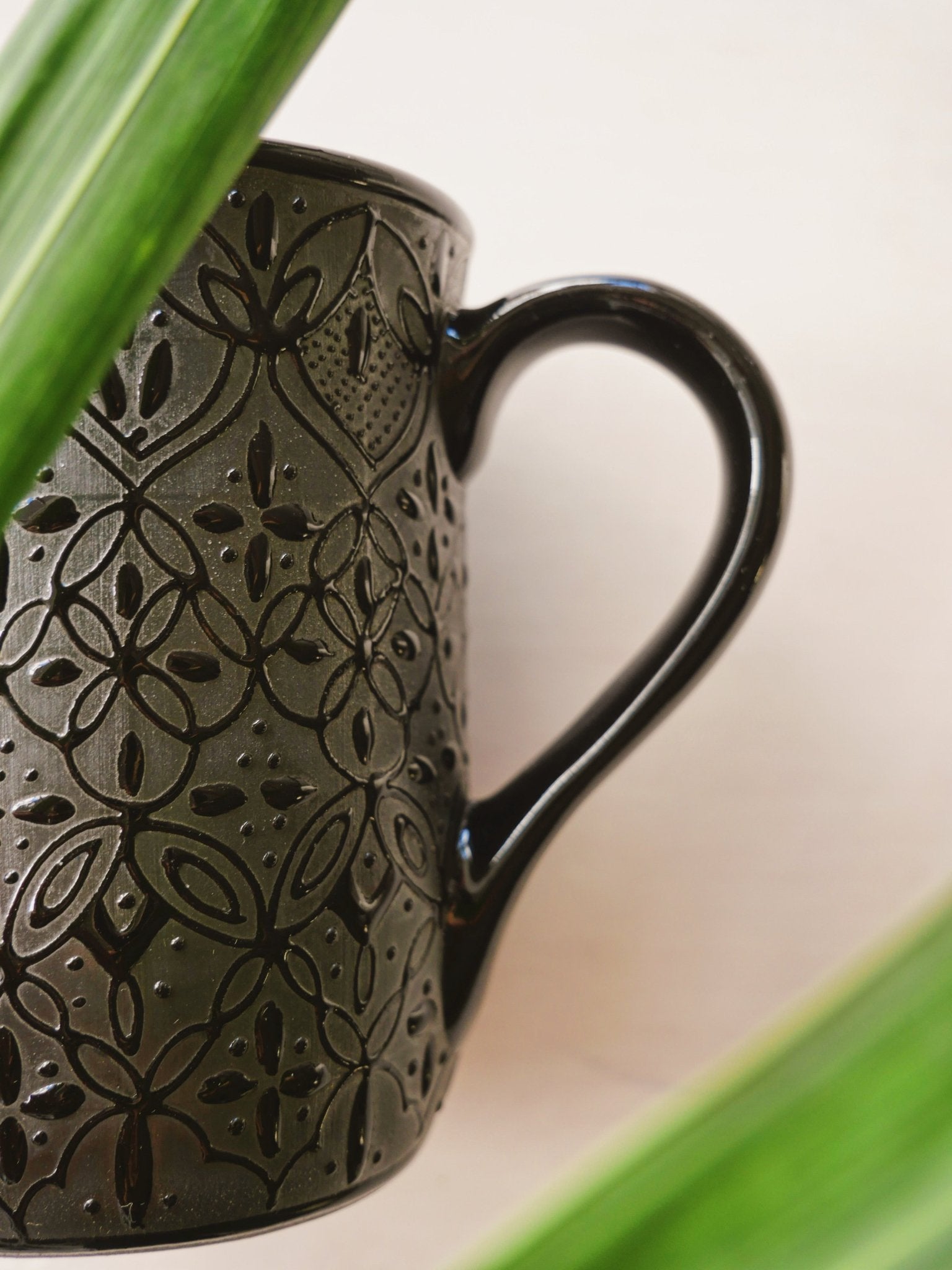 Black Flower Mug - Anne Sidora Unique Poetic gift boutique in Los Cabos