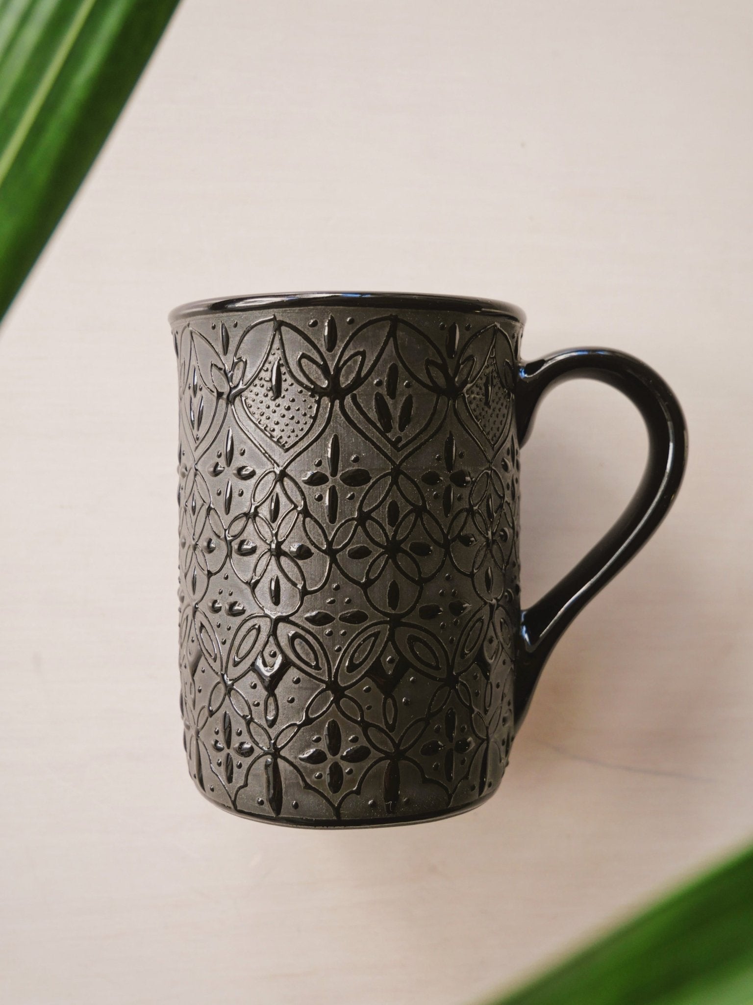 Black Flower Mug - Anne Sidora Unique Poetic gift boutique in Los Cabos