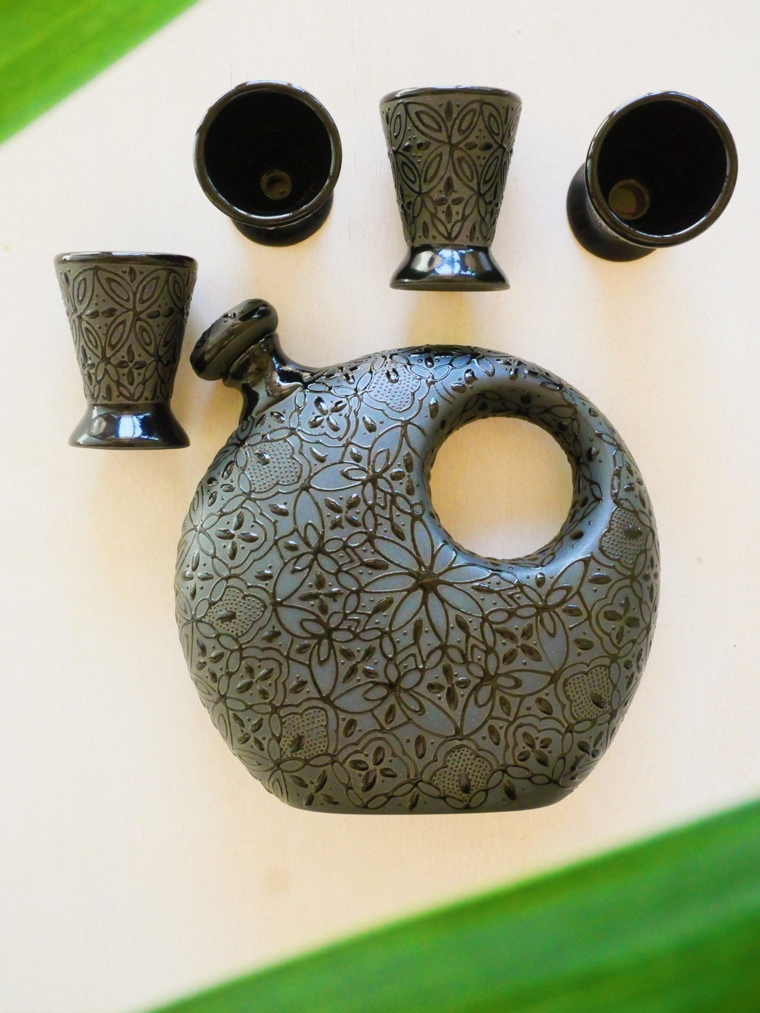 Black Tequila Decanter Set - Anne Sidora Unique Poetic gift boutique in Los Cabos