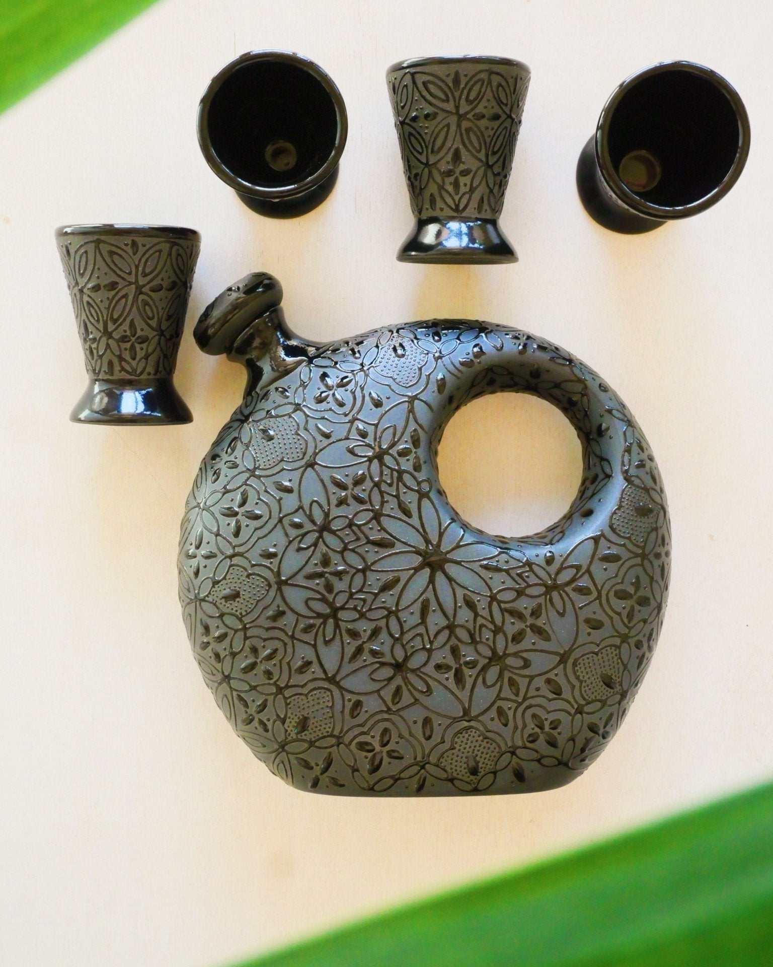 Black Tequila Decanter Set - Anne Sidora Unique Poetic gift boutique in Los Cabos