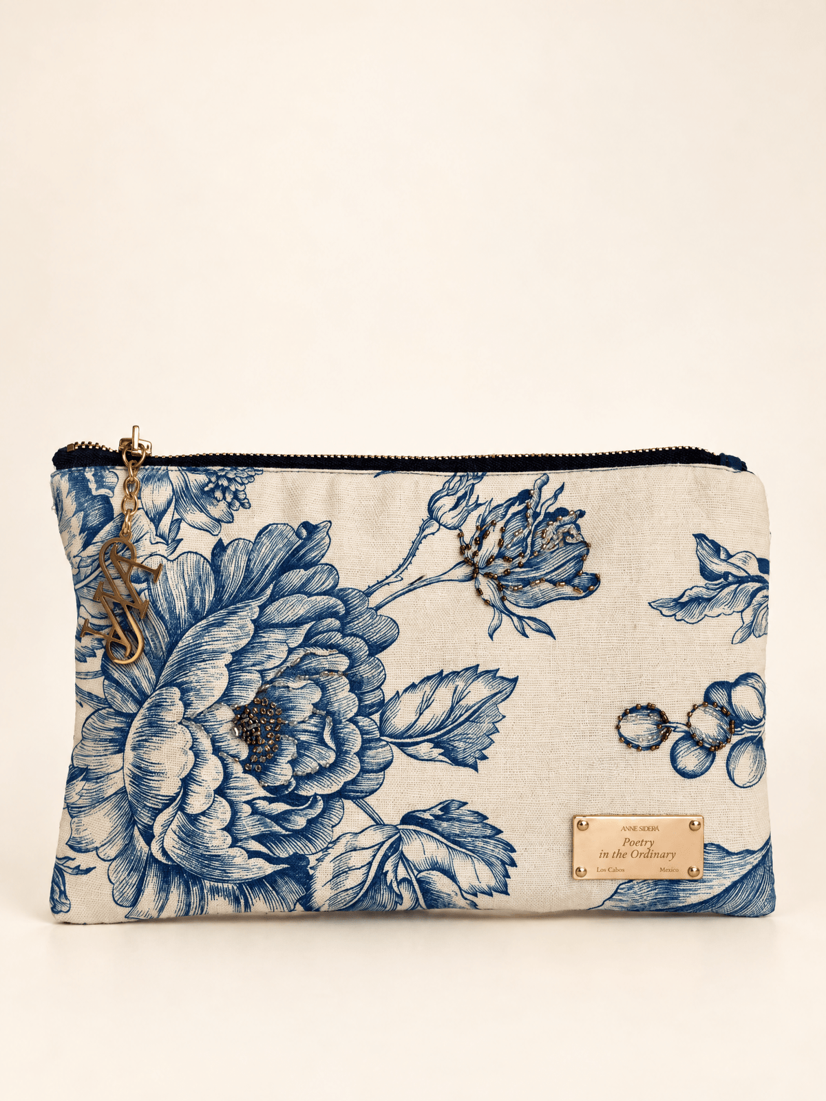 Camelia Pouch, Blue · Edition of 8 - Anne Sidora Unique Poetic gift boutique in Los Cabos