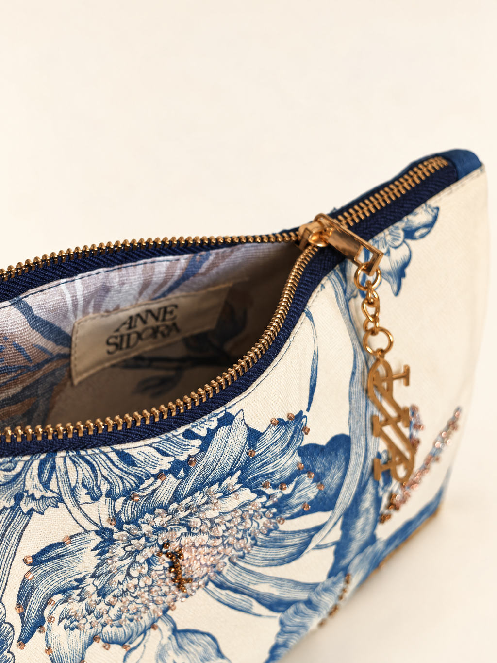 Camelia Pouch, Blue · Edition of 8, open with Anne Sidora lining