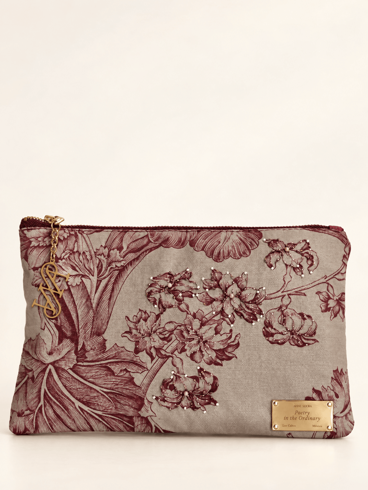 Camelia Pouch, Burgundy · Edition of 8 - Anne Sidora Unique Poetic gift boutique in Los Cabos