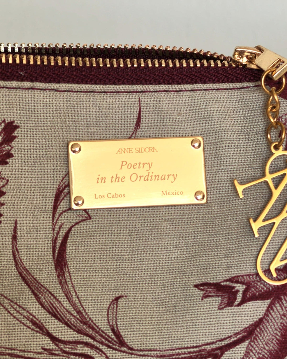 Camelia Pouch, Burgundy · Edition of 8 - Anne Sidora Unique Poetic gift boutique in Los Cabos