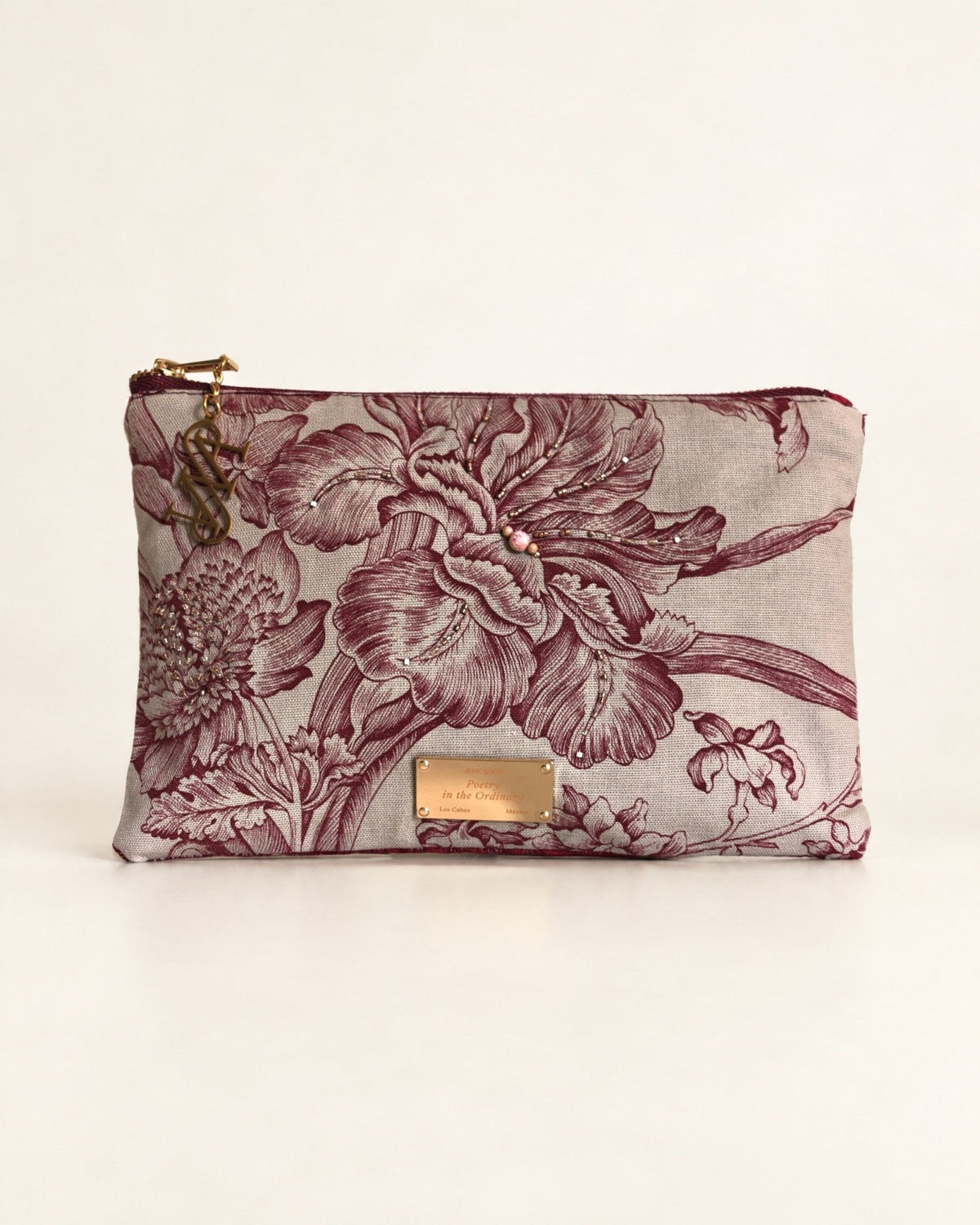 Camelia Pouch, Burgundy · Edition of 8 - Anne Sidora Unique Poetic gift boutique in Los Cabos