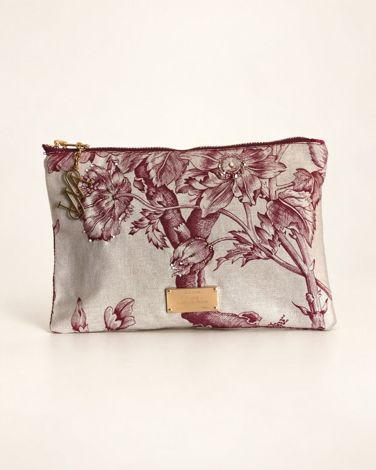 Camelia Pouch, Burgundy · Edition of 8 - Anne Sidora Unique Poetic gift boutique in Los Cabos