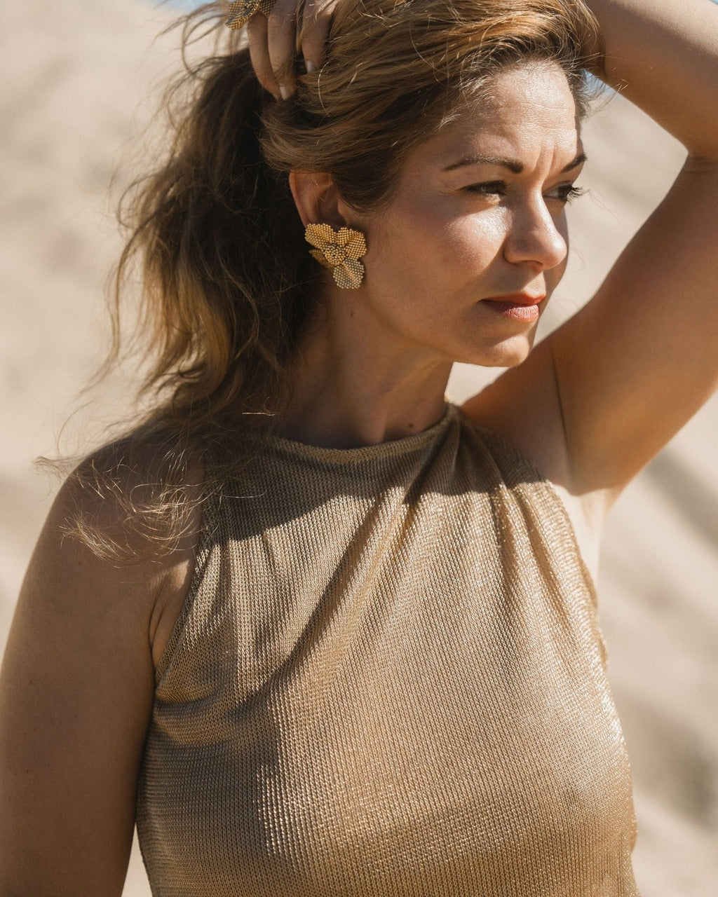 Damiana Golden Earrings - Anne Sidora Unique Poetic gift boutique in Los Cabos