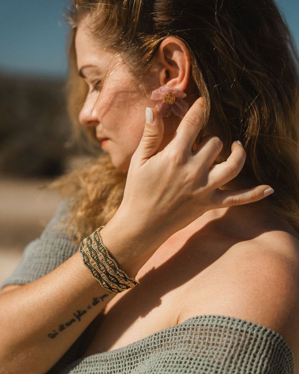 Damiana Rosa Earrings - Anne Sidora Unique Poetic gift boutique in Los Cabos