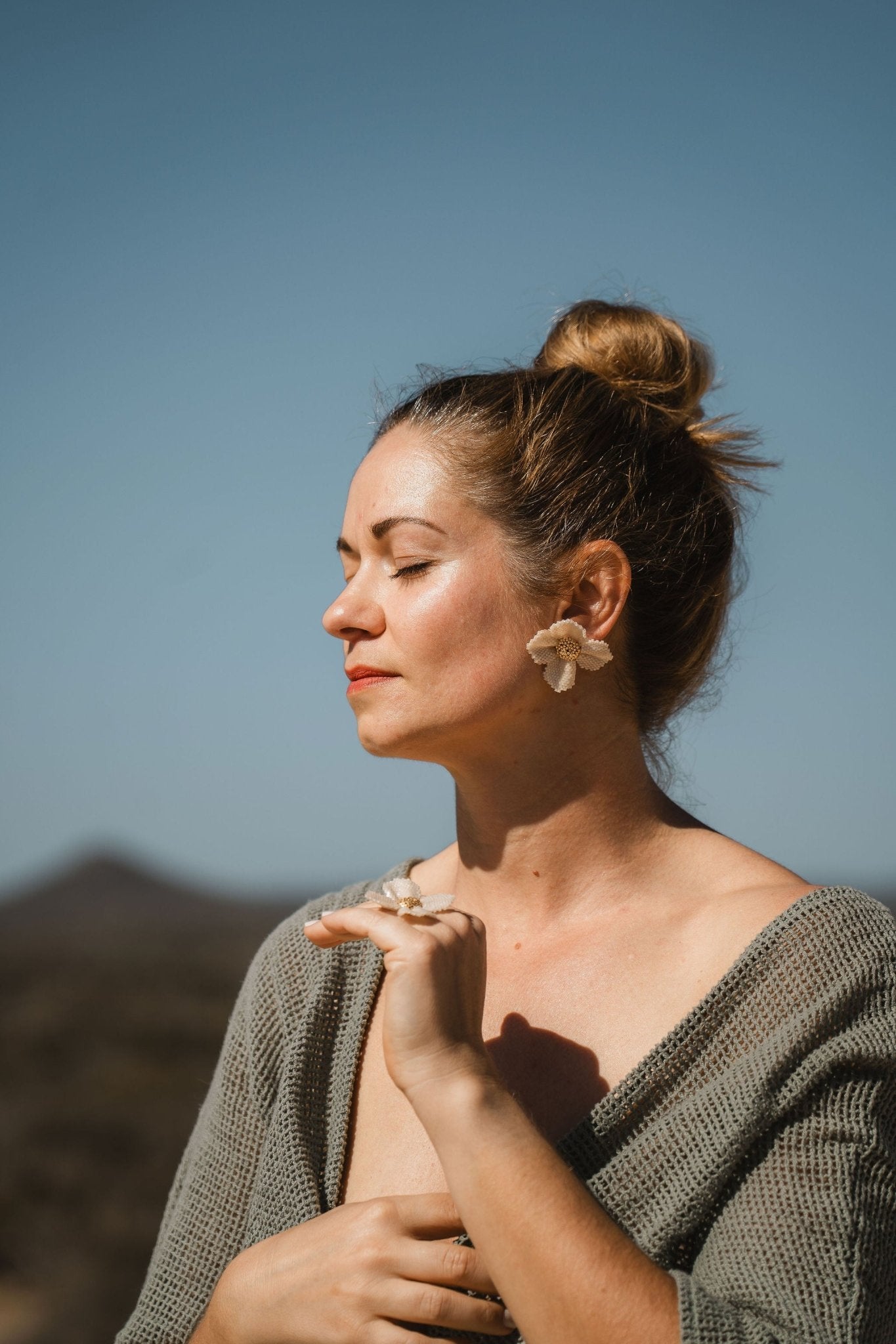 Damiana White Earrings - Anne Sidora Unique Poetic gift boutique in Los Cabos