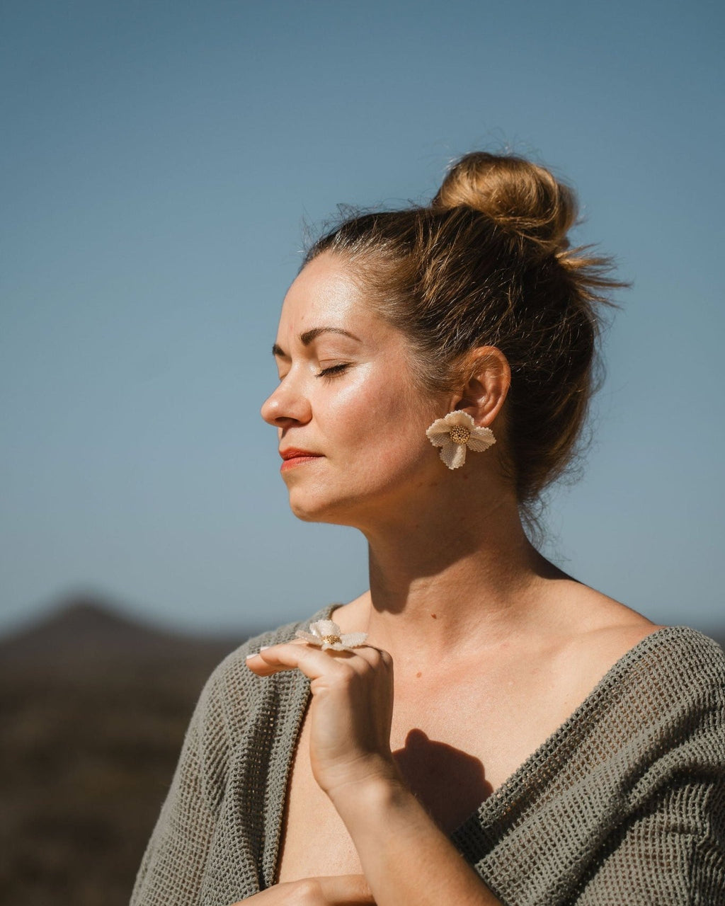 Damiana White Earrings - Anne Sidora Unique Poetic gift boutique in Los Cabos