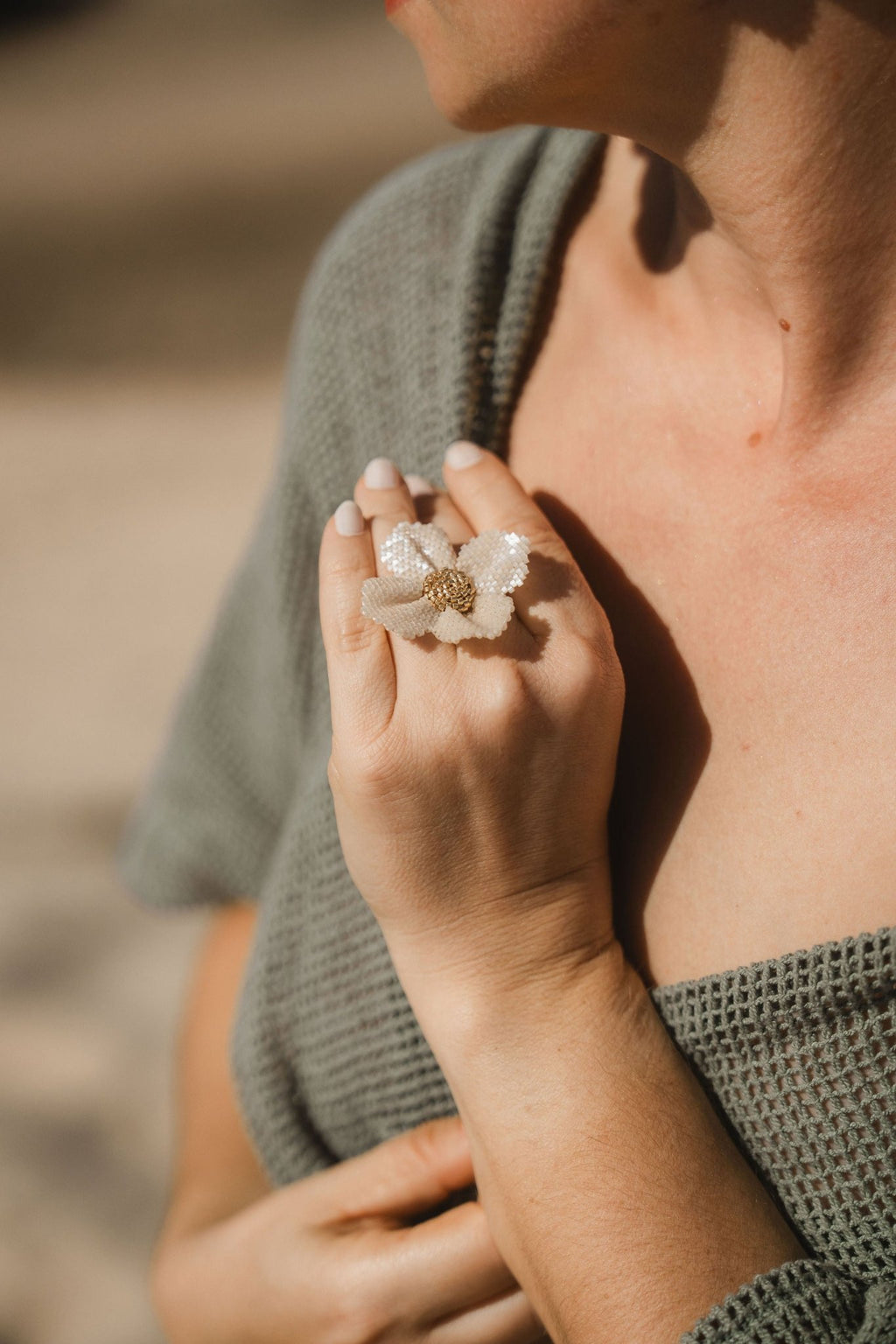 Damiana White Ring - Anne Sidora Unique Poetic gift boutique in Los Cabos
