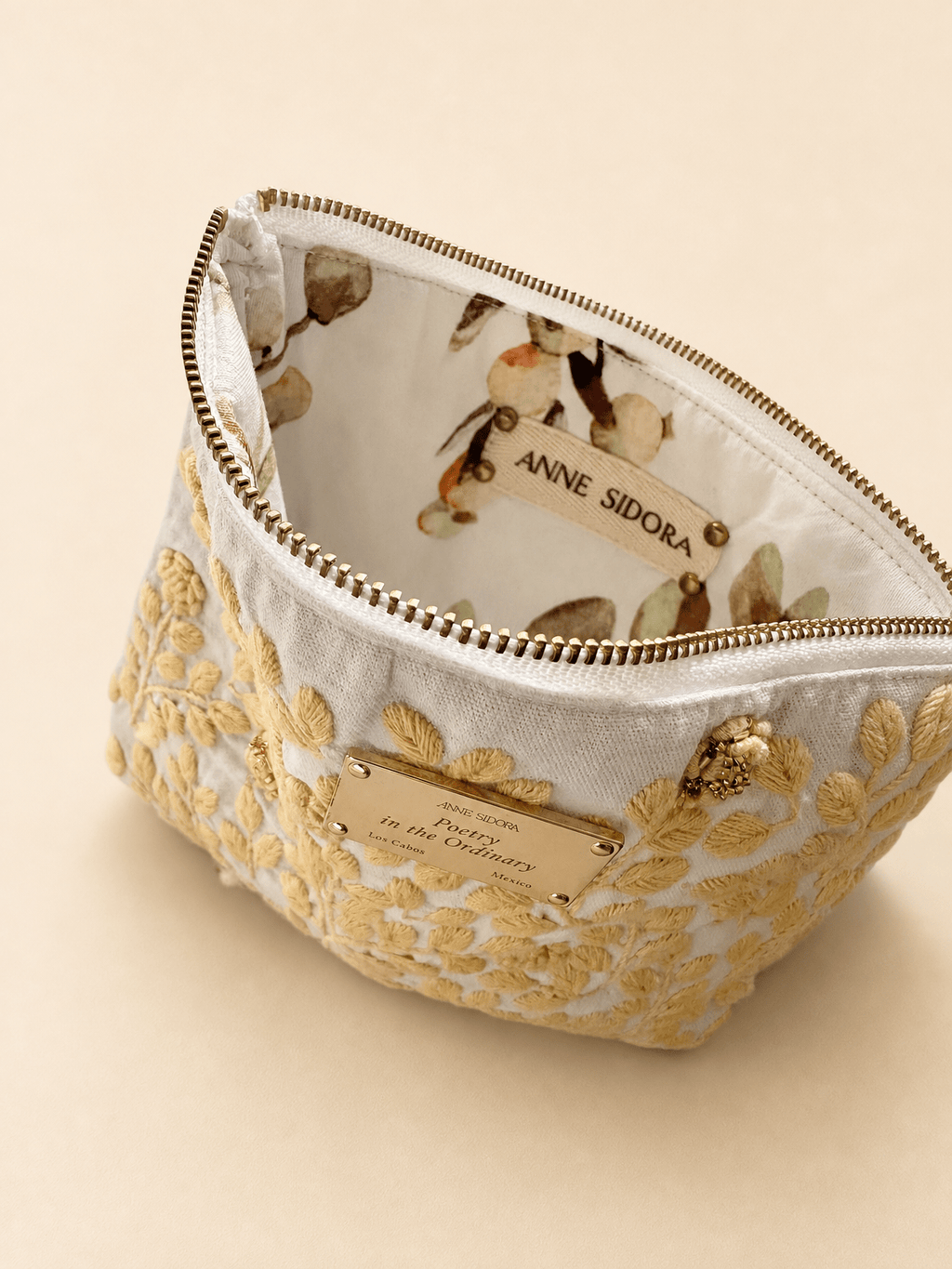 Embroidered Rosa Pouch - Anne Sidora Unique Poetic gift boutique in Los Cabos