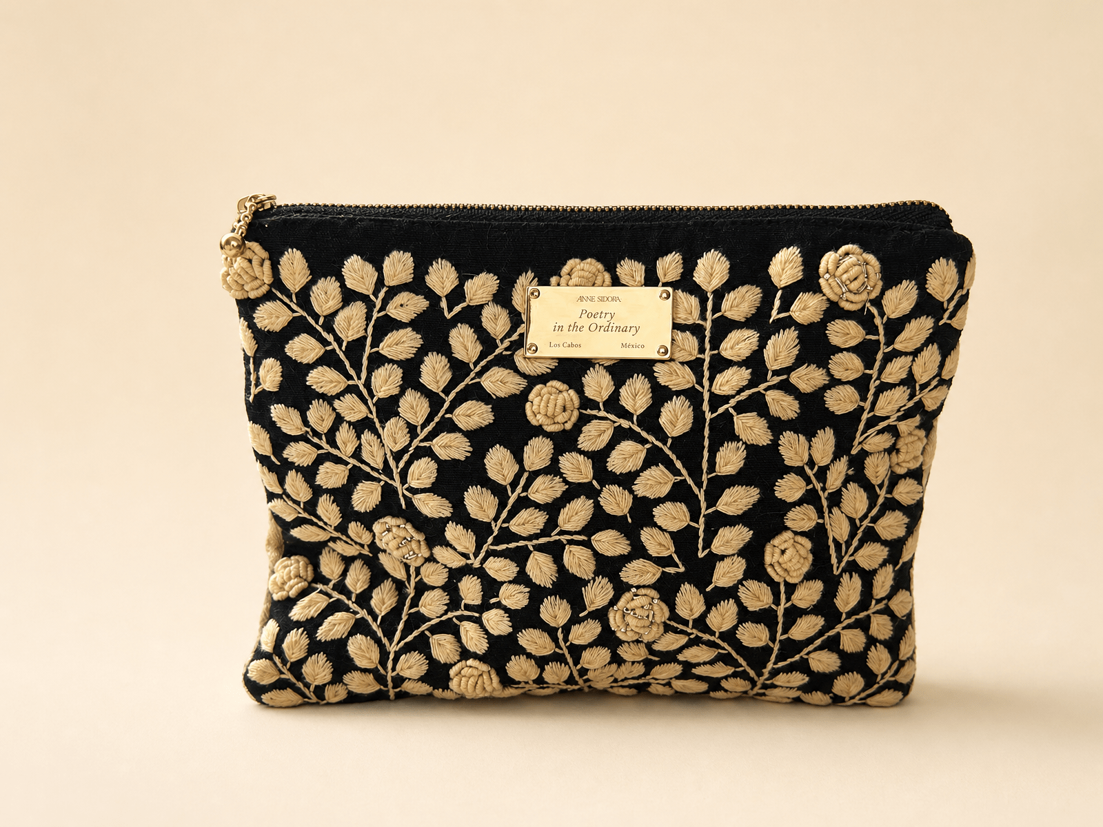 Embroidered Rosa Pouch - Anne Sidora Unique Poetic gift boutique in Los Cabos