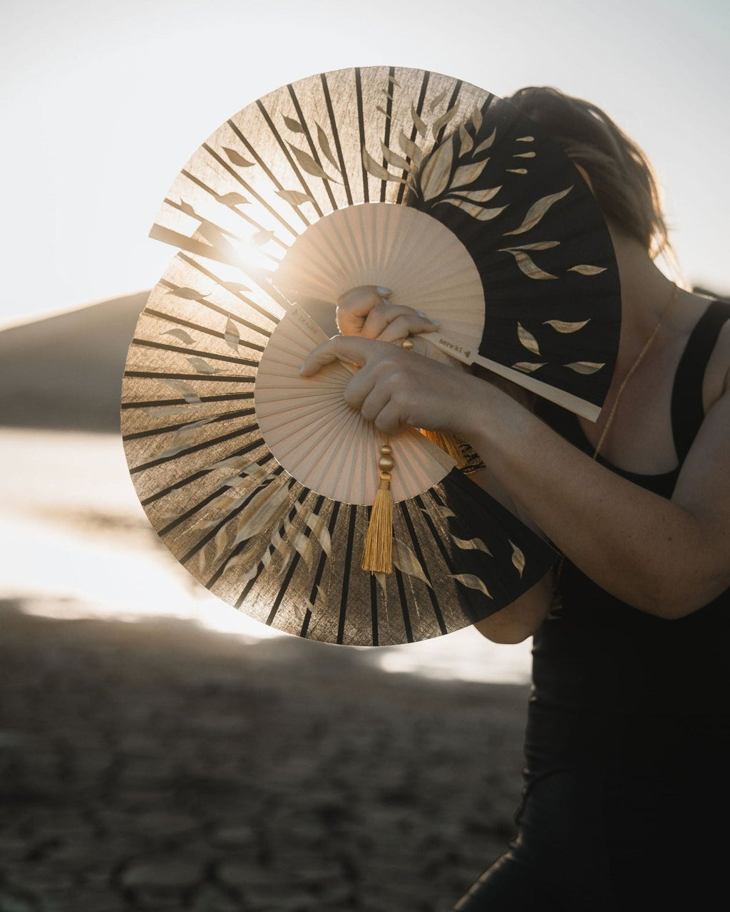 Fire Bloom Hand-Painted Folding Fan - Anne Sidora Unique Poetic gift boutique in Los Cabos