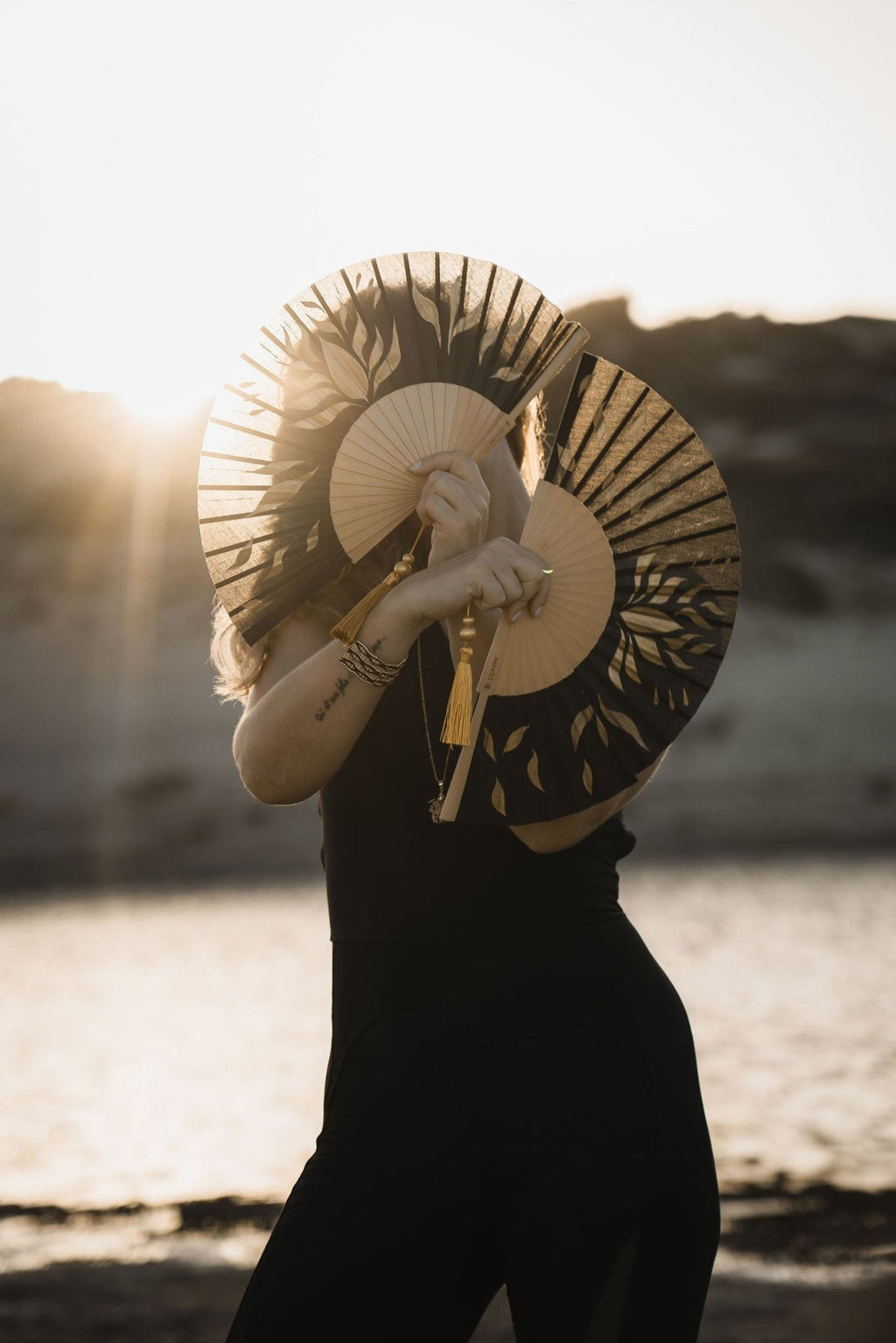 Fire Bloom Hand - Painted Folding Fan - Anne Sidora Unique Poetic gift boutique in Los Cabos