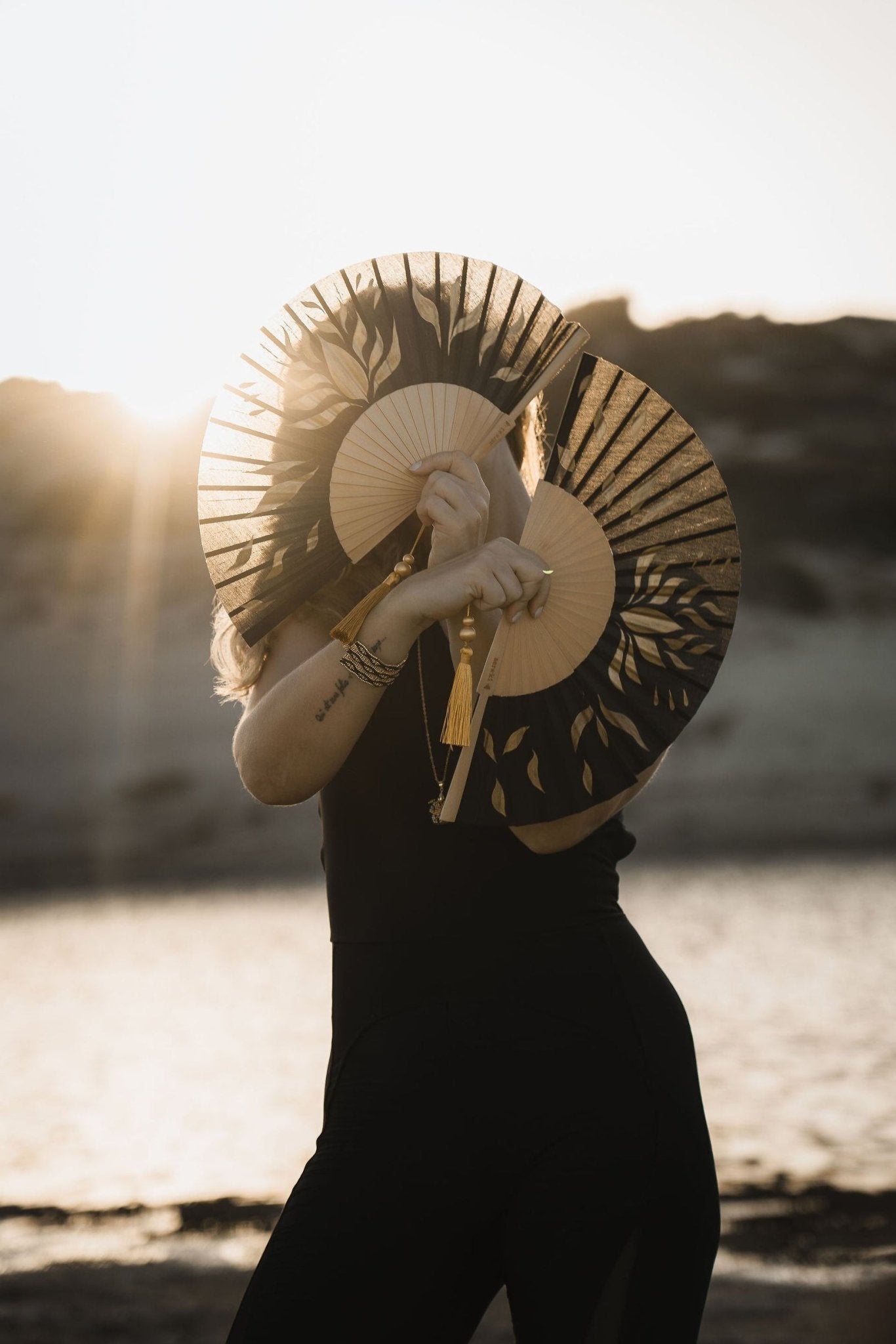 Fire Bloom Hand - Painted Folding Fan - Anne Sidora Unique Poetic gift boutique in Los Cabos