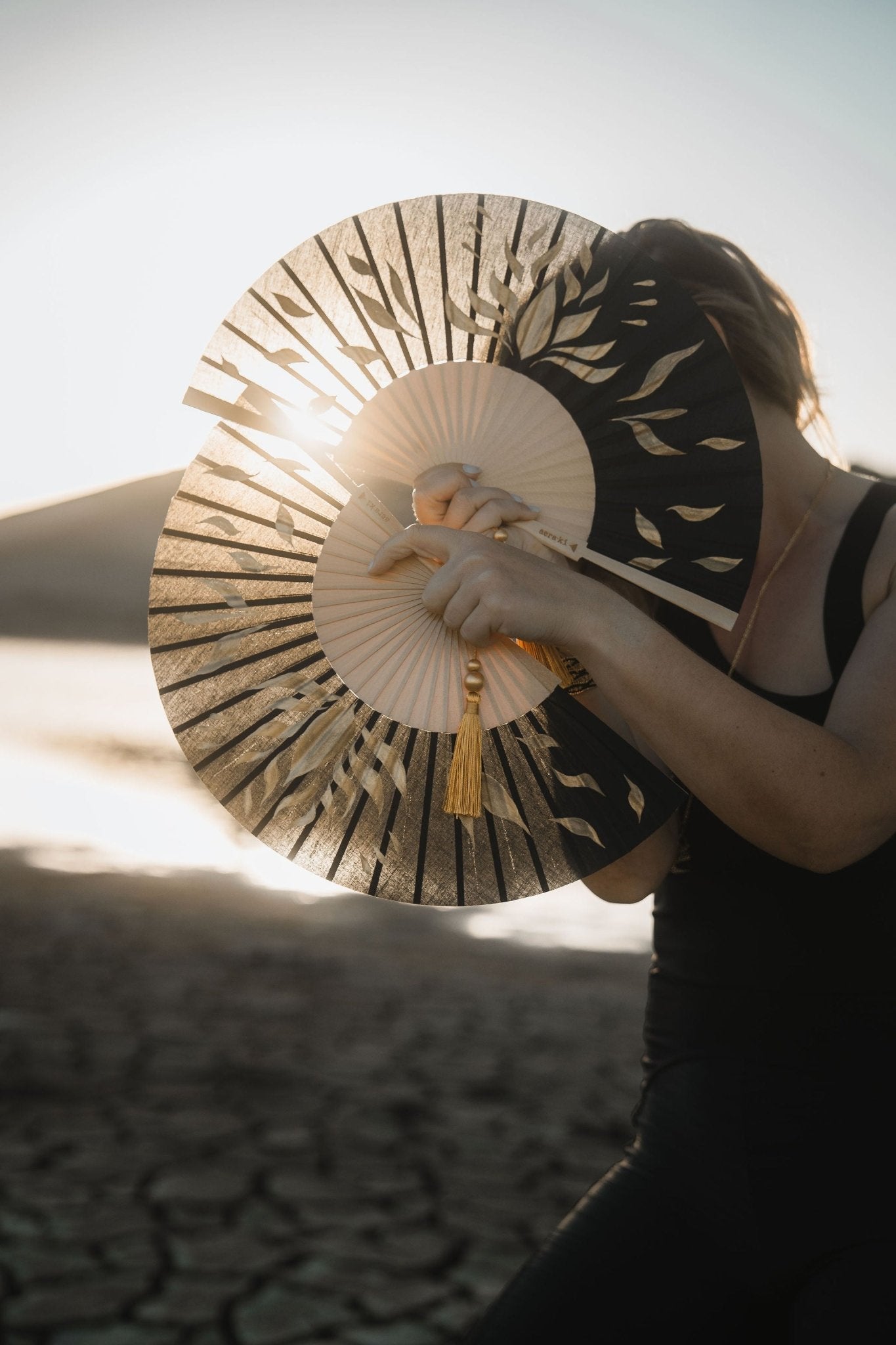 Fire Bloom Hand - Painted Folding Fan - Anne Sidora Unique Poetic gift boutique in Los Cabos