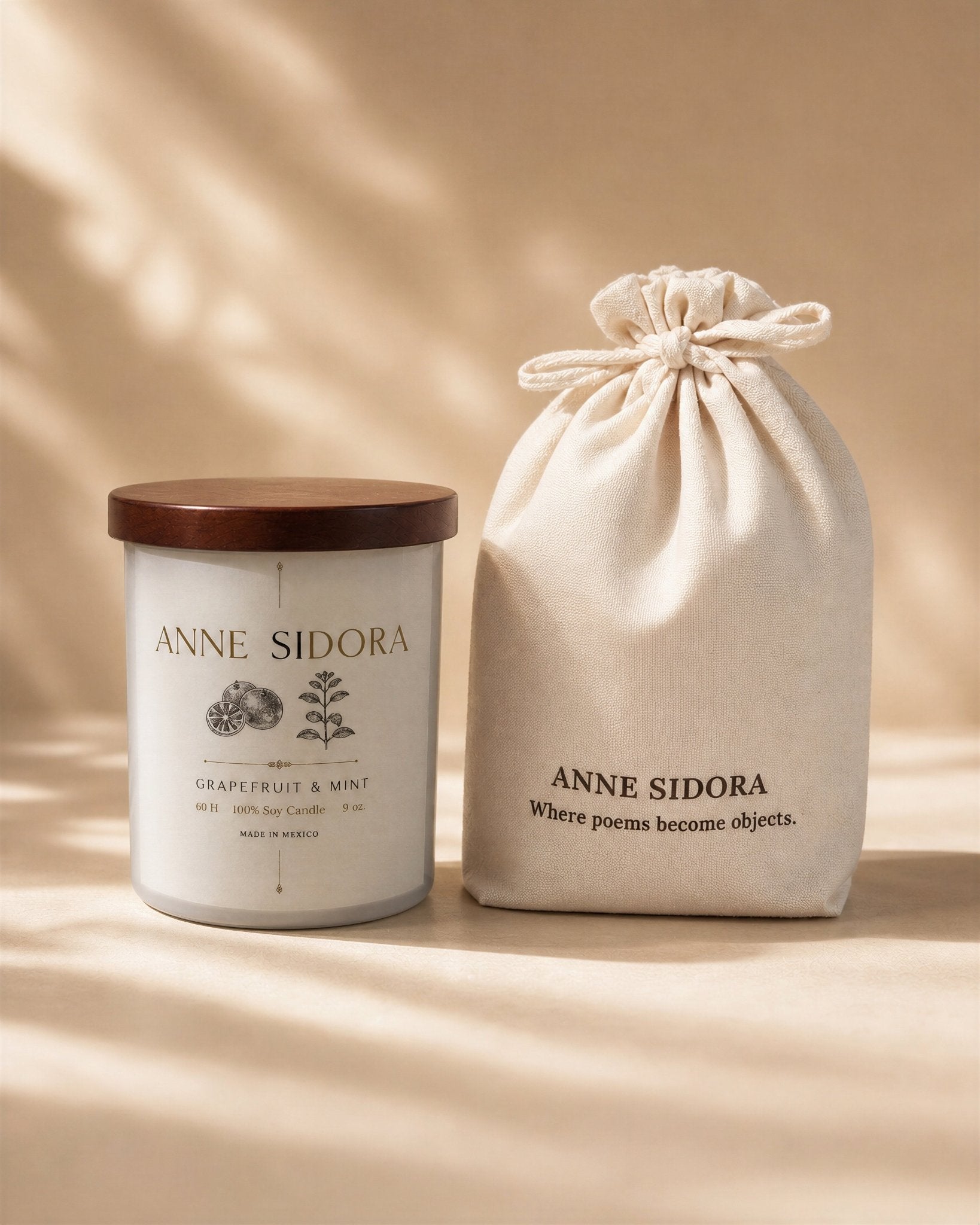 Grapefruit & Mint Candle - Anne Sidora Unique Poetic gift boutique in Los Cabos