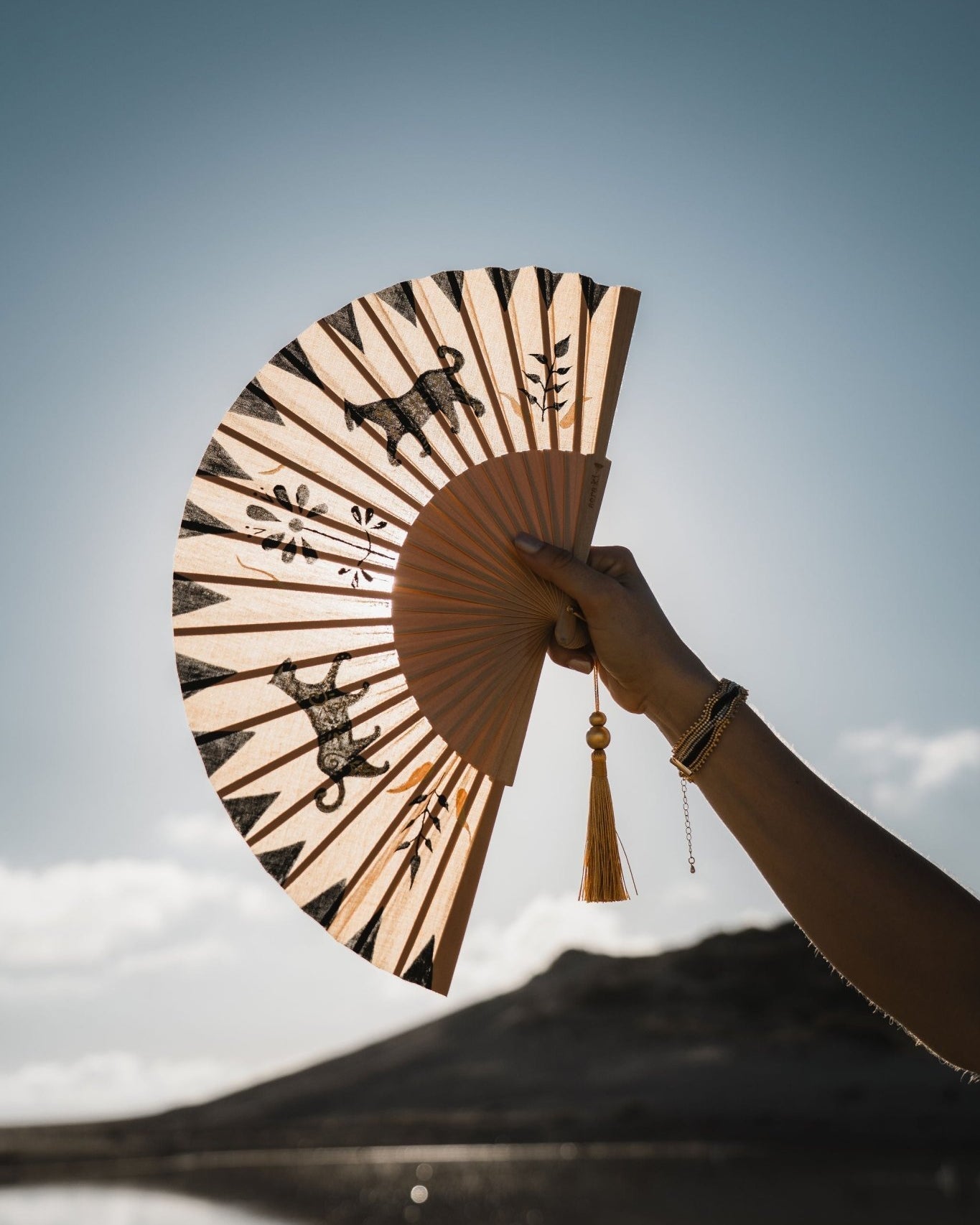 Jaguar Hand-Painted Folding Fan - Anne Sidora Unique Poetic gift boutique in Los Cabos
