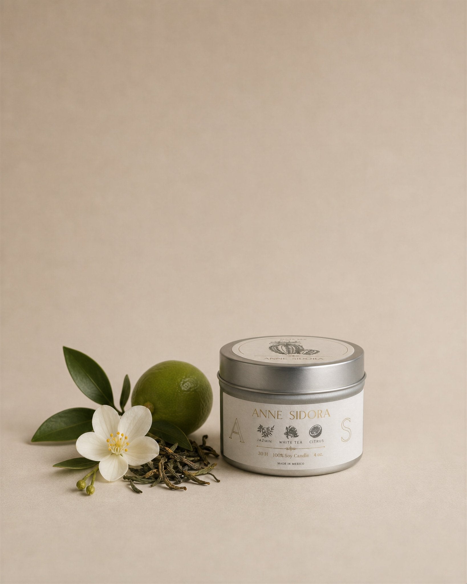Jazmin, White Tea & Citrus Candle - Anne Sidora Unique Poetic gift boutique in Los Cabos