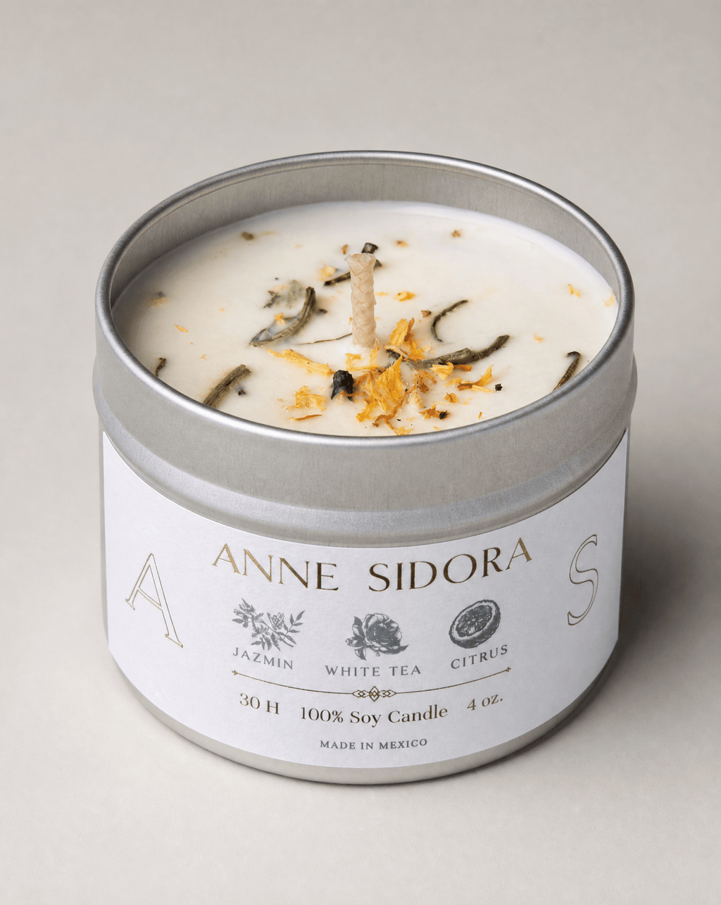 Jazmin, White Tea & Citrus Candle - Anne Sidora Unique Poetic gift boutique in Los Cabos