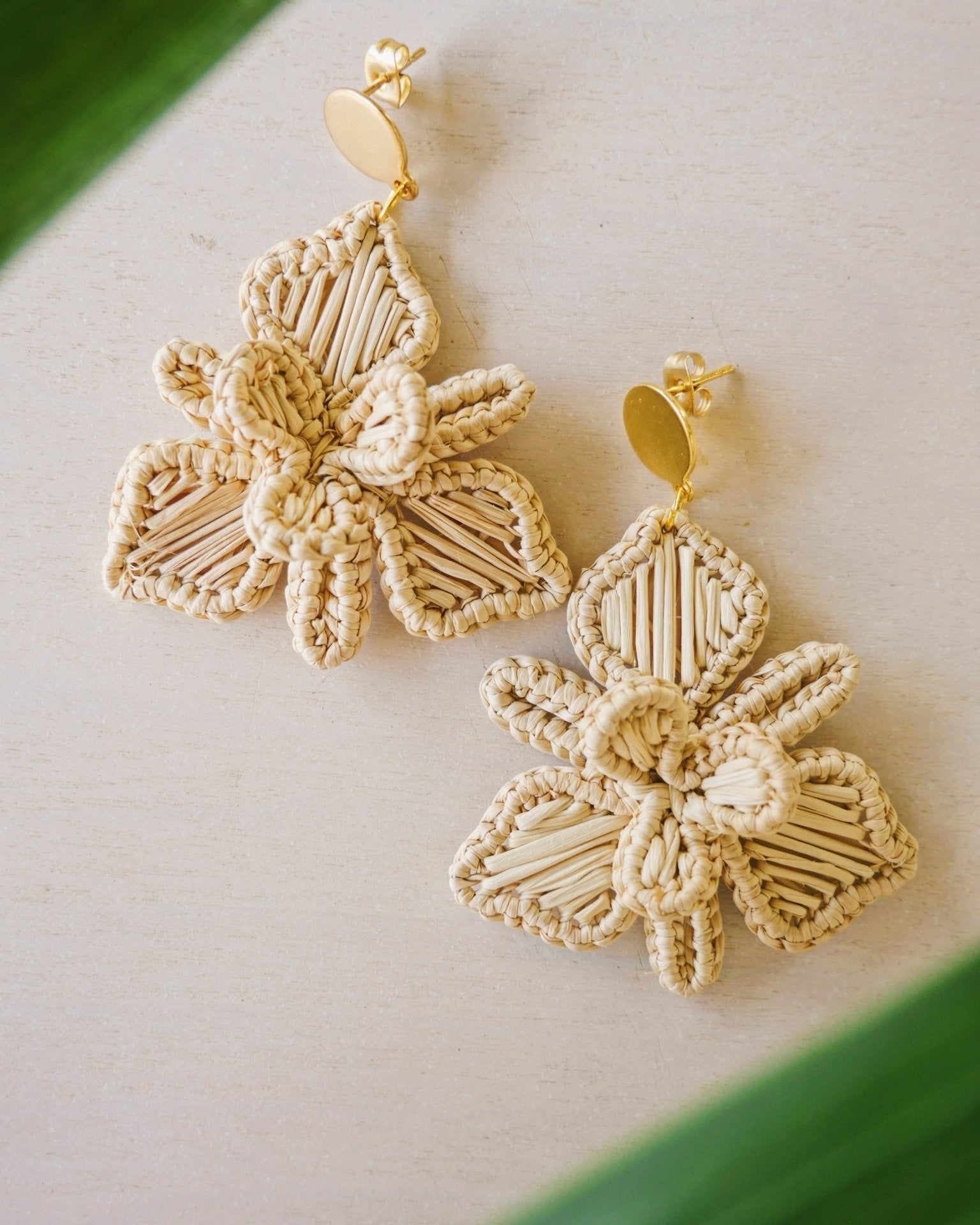 Plumeria Palm Earrings - Anne Sidora Unique Poetic gift boutique in Los Cabos