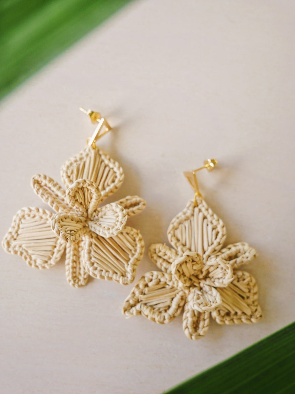 Plumeria Palm Earrings - Anne Sidora Unique Poetic gift boutique in Los Cabos
