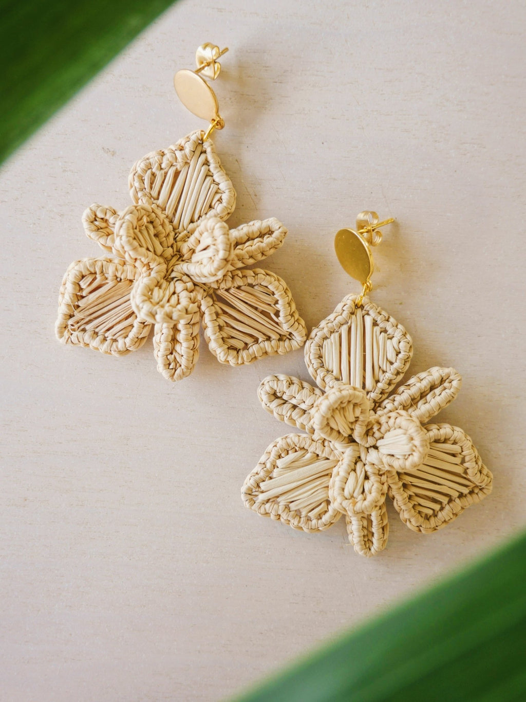 Plumeria Palm Earrings - Anne Sidora Unique Poetic gift boutique in Los Cabos
