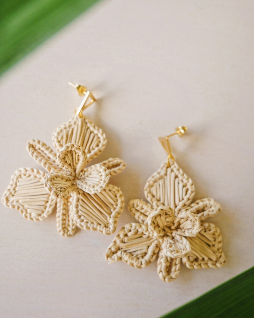 Plumeria Palm Earrings - Anne Sidora Unique Poetic gift boutique in Los Cabos