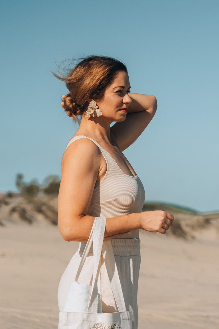 Plumeria Palm Earrings - Anne Sidora Unique Poetic gift boutique in Los Cabos