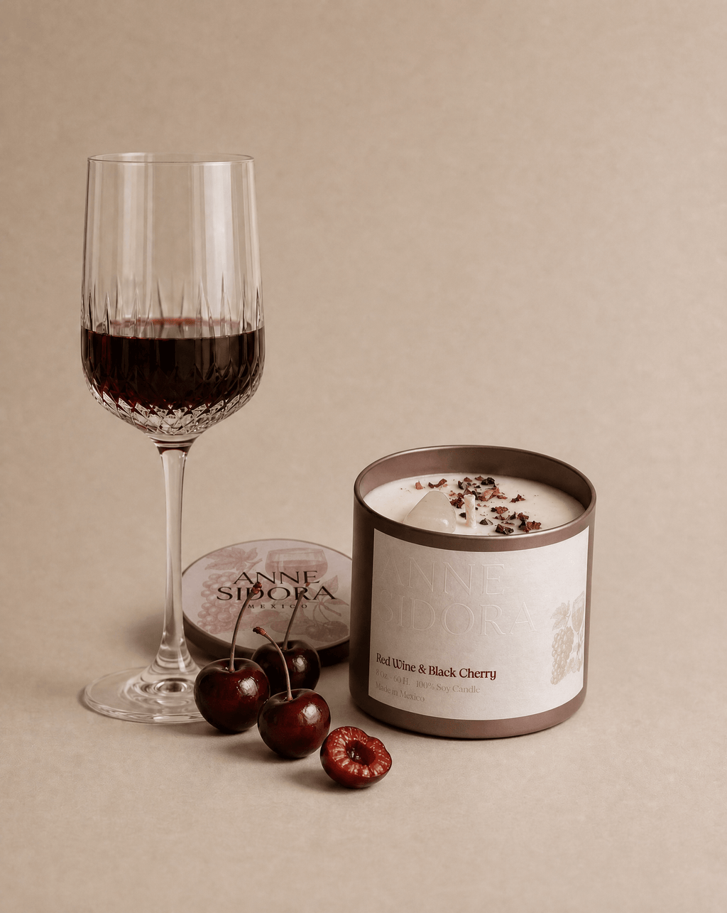 Red Wine & Black Cherry Candle - Anne Sidora Unique Poetic gift boutique in Los Cabos