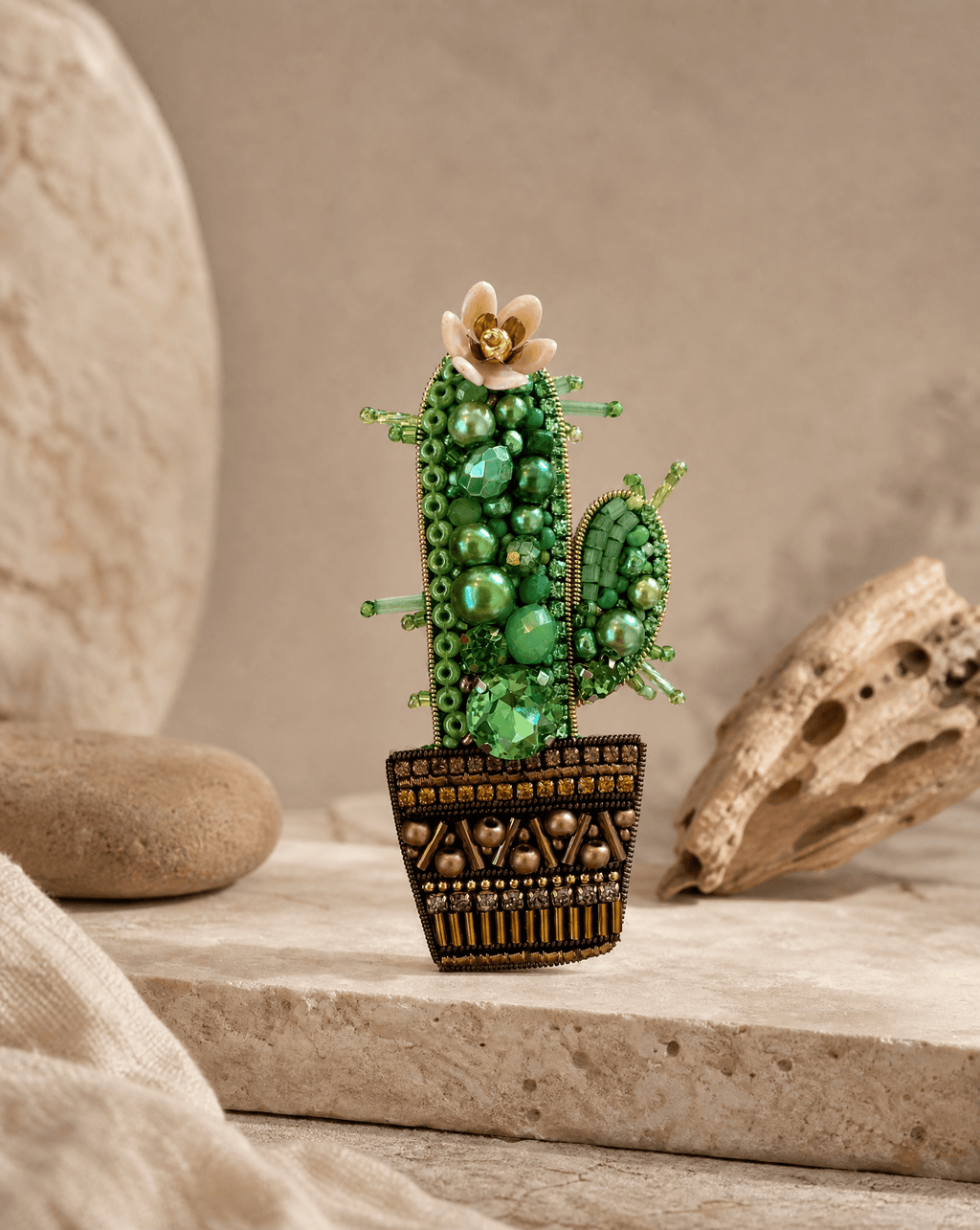 Saguaro Cactus Brooch - Anne Sidora Unique Poetic gift boutique in Los Cabos