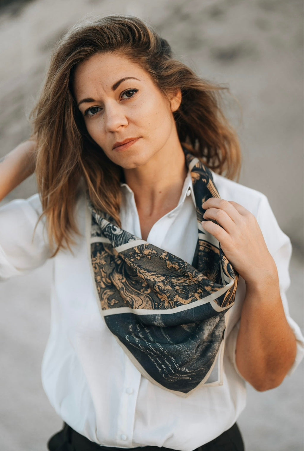 Silk scarf Conquista - Anne Sidora Unique Poetic gift boutique in Los Cabos