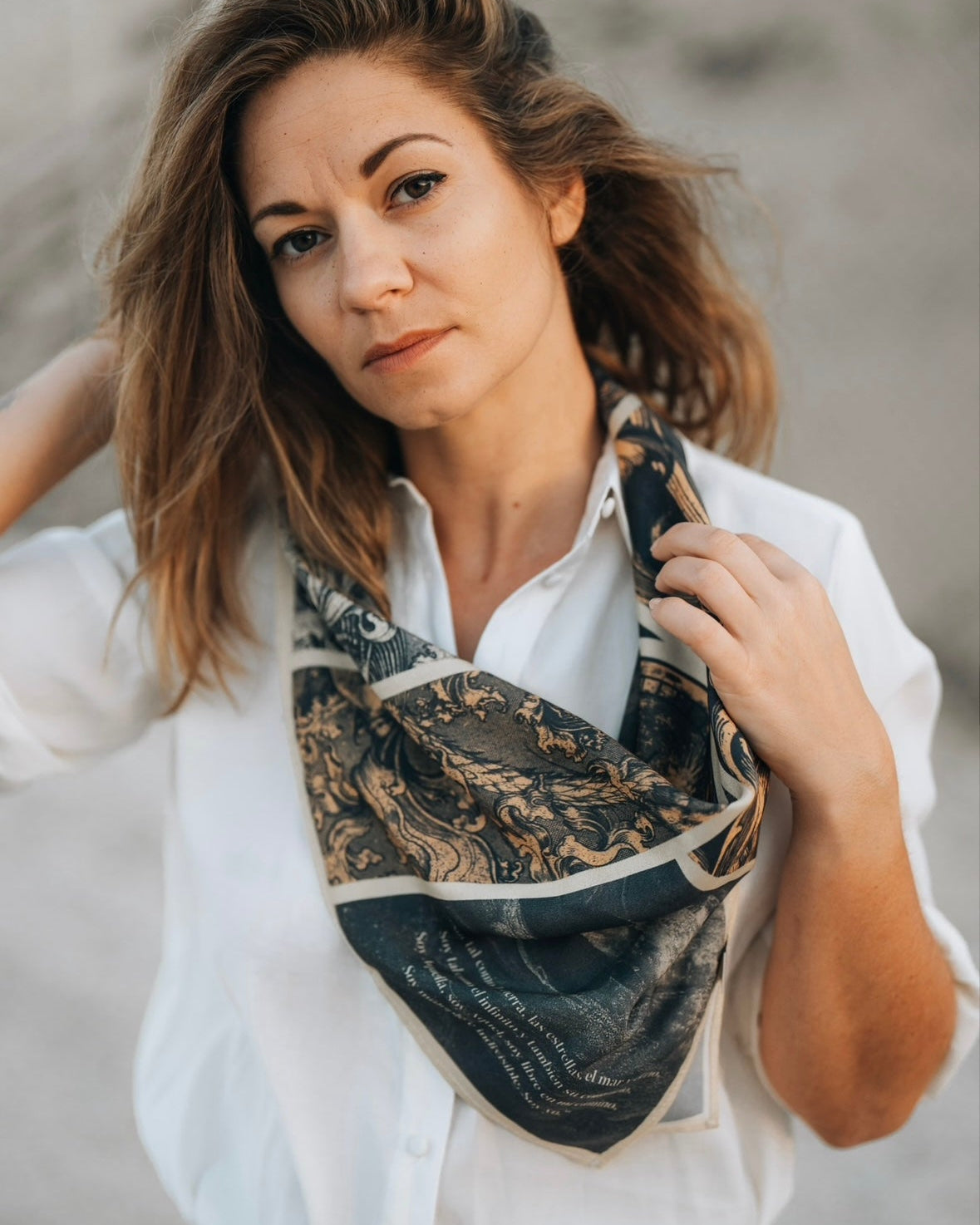 Silk scarf Conquista - Anne Sidora Unique Poetic gift boutique in Los Cabos