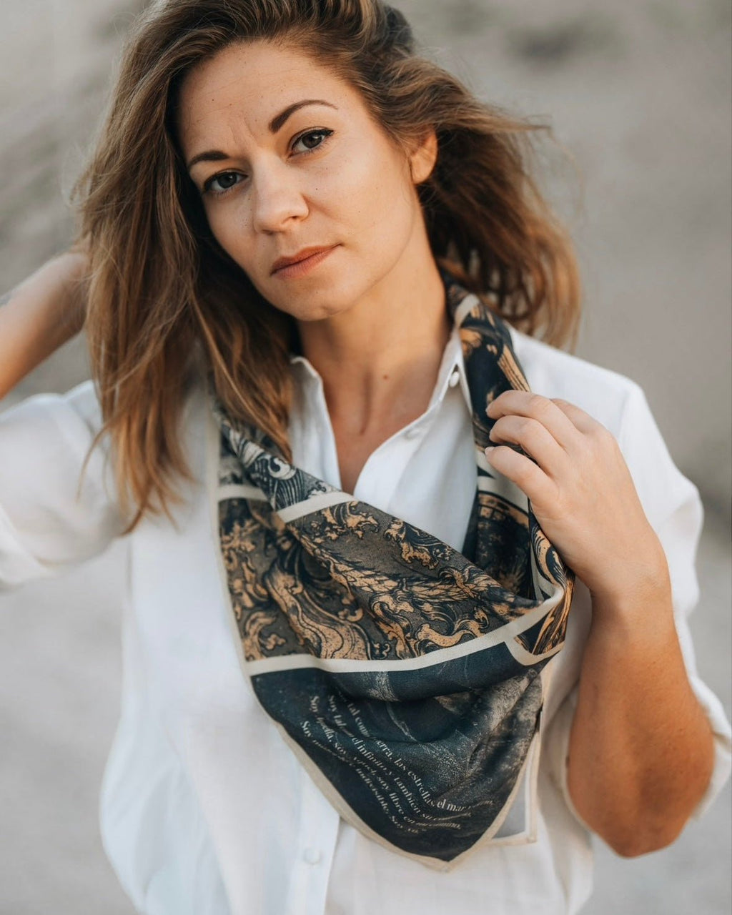 Silk scarf Conquista - Anne Sidora Unique Poetic gift boutique in Los Cabos