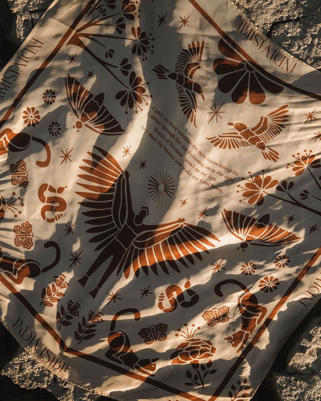 Silk Scarf Instinto Animal - Día - Anne Sidora Unique Poetic gift boutique in Los Cabos