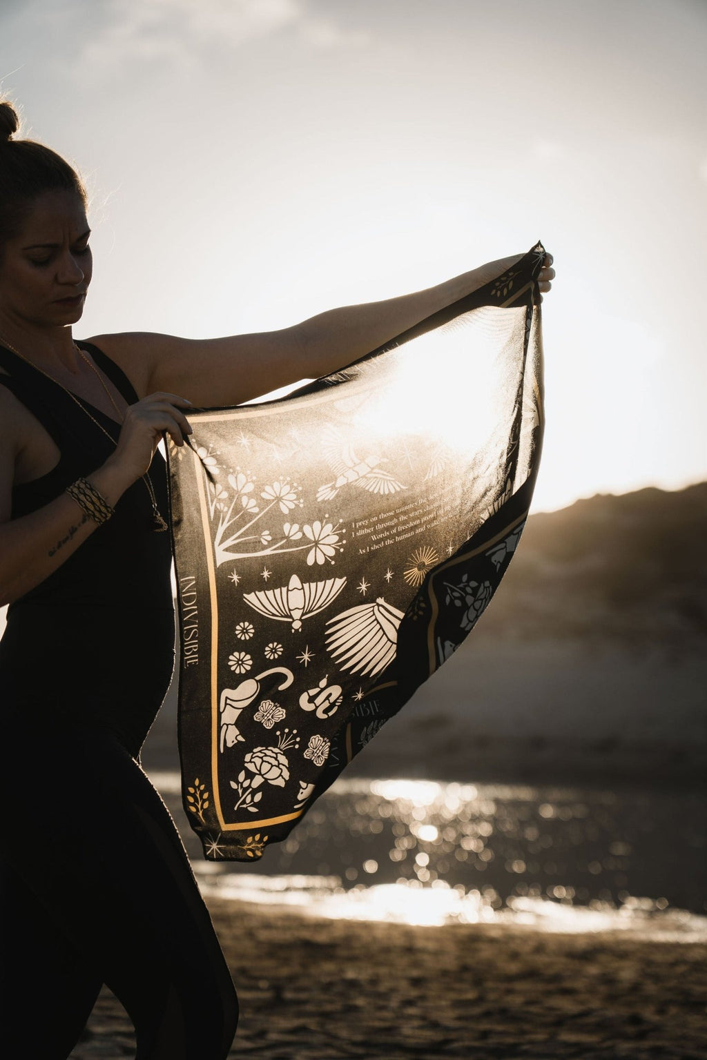 Silk Scarf Instinto Animal - Night - Anne Sidora Unique Poetic gift boutique in Los Cabos