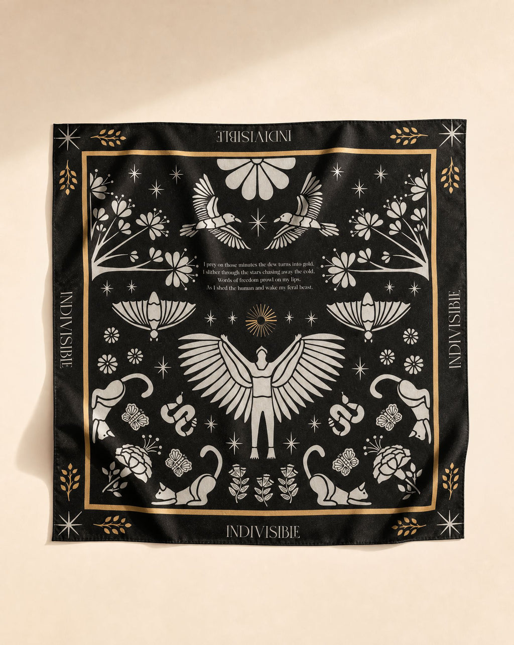 Silk Scarf Instinto Animal - Night - Anne Sidora Unique Poetic gift boutique in Los Cabos