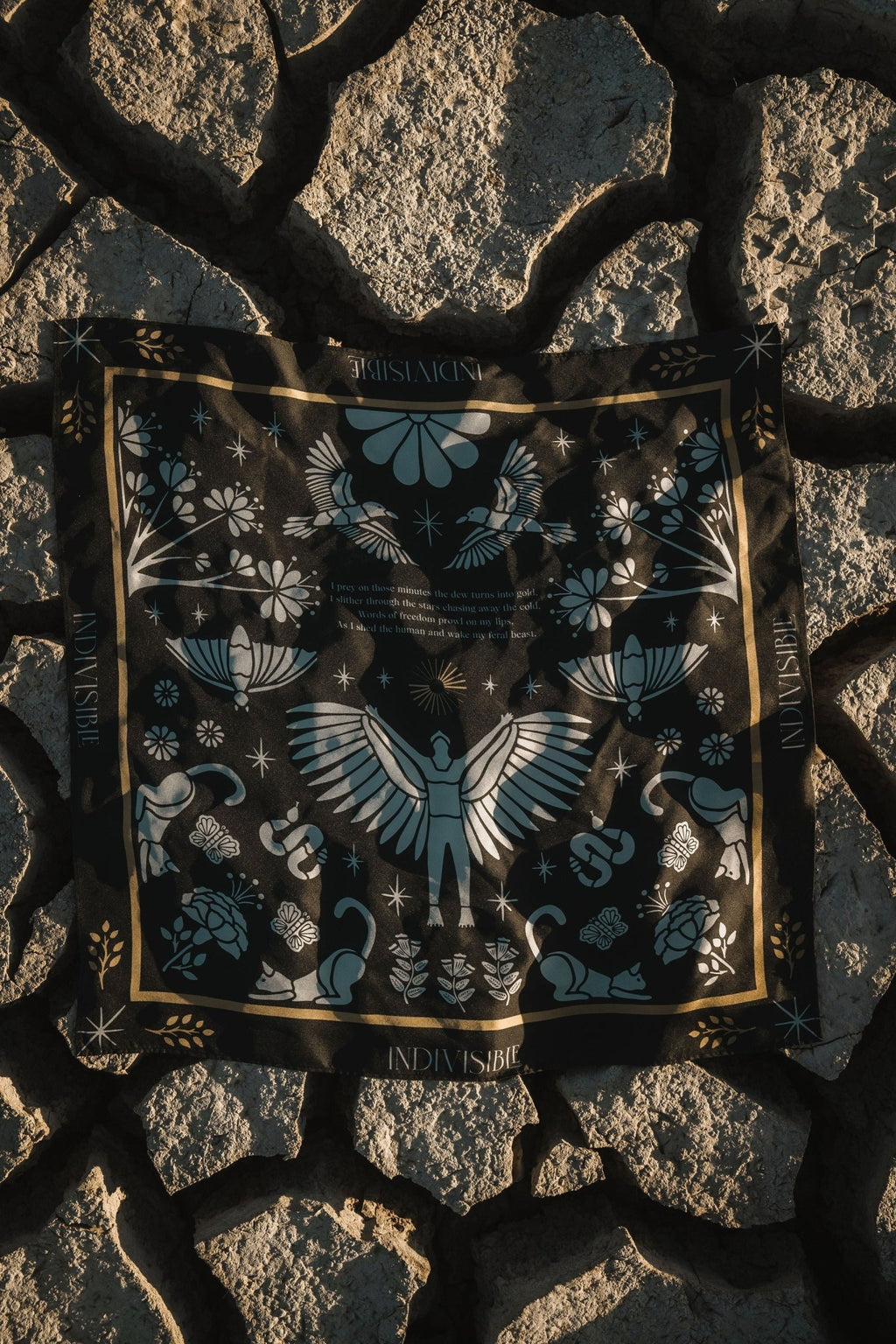 Silk Scarf Instinto Animal - Night - Anne Sidora Unique Poetic gift boutique in Los Cabos