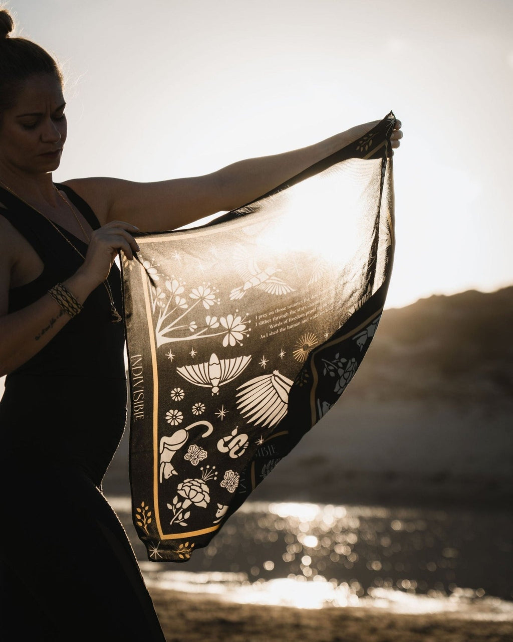 Silk Scarf Instinto Animal - Night - Anne Sidora Unique Poetic gift boutique in Los Cabos