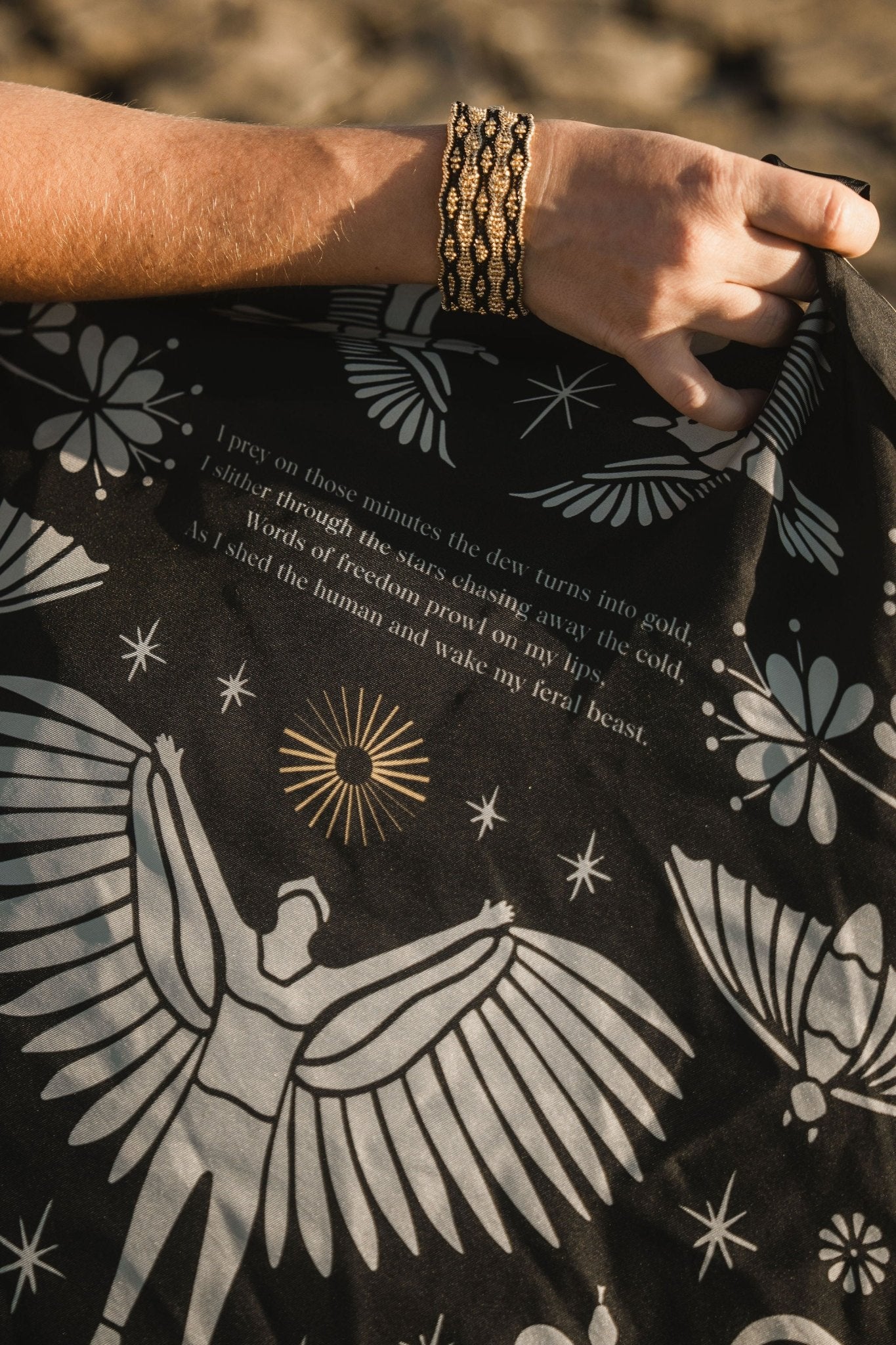 Silk Scarf Instinto Animal - Night - Anne Sidora Unique Poetic gift boutique in Los Cabos