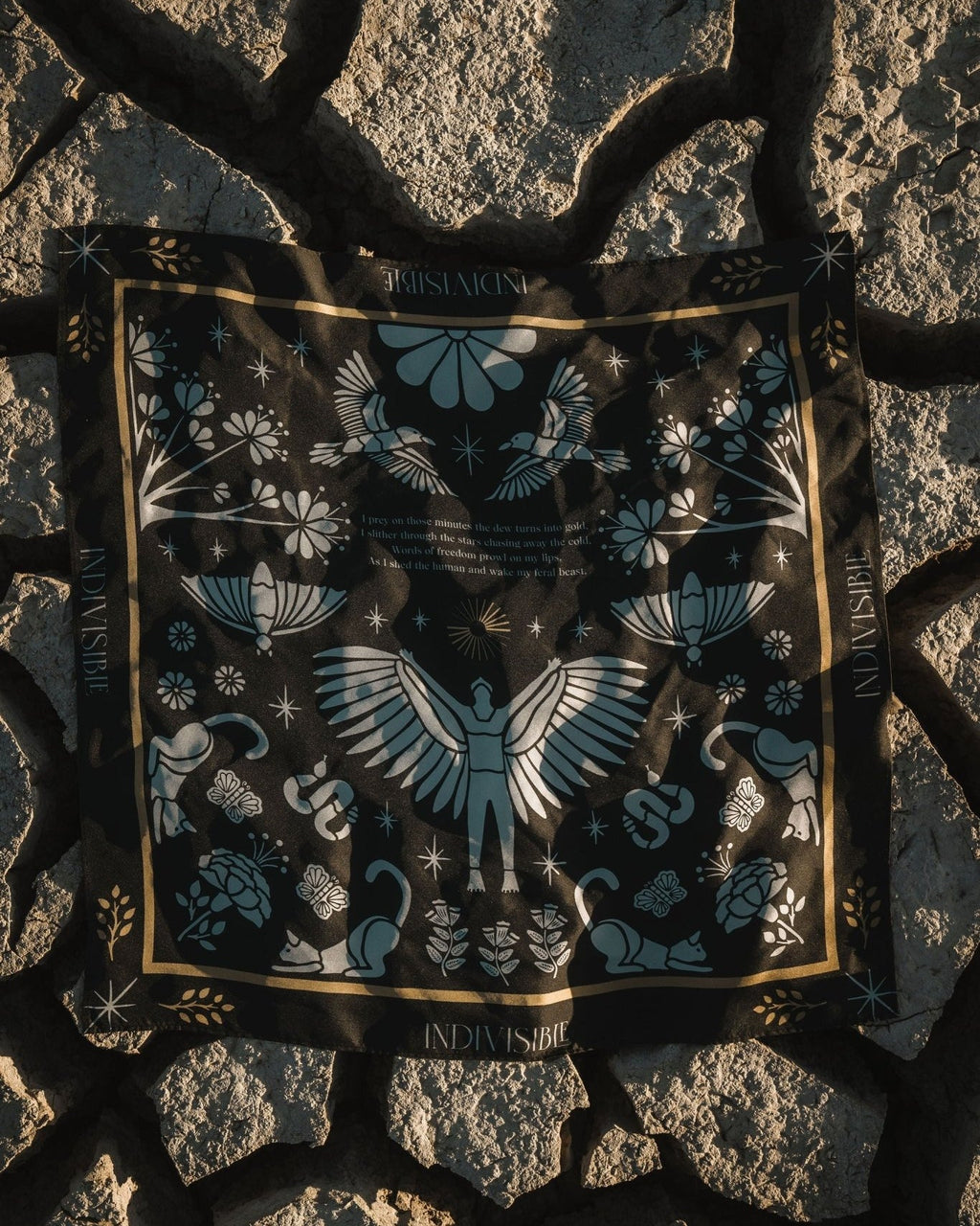 Silk Scarf Instinto Animal - Night - Anne Sidora Unique Poetic gift boutique in Los Cabos