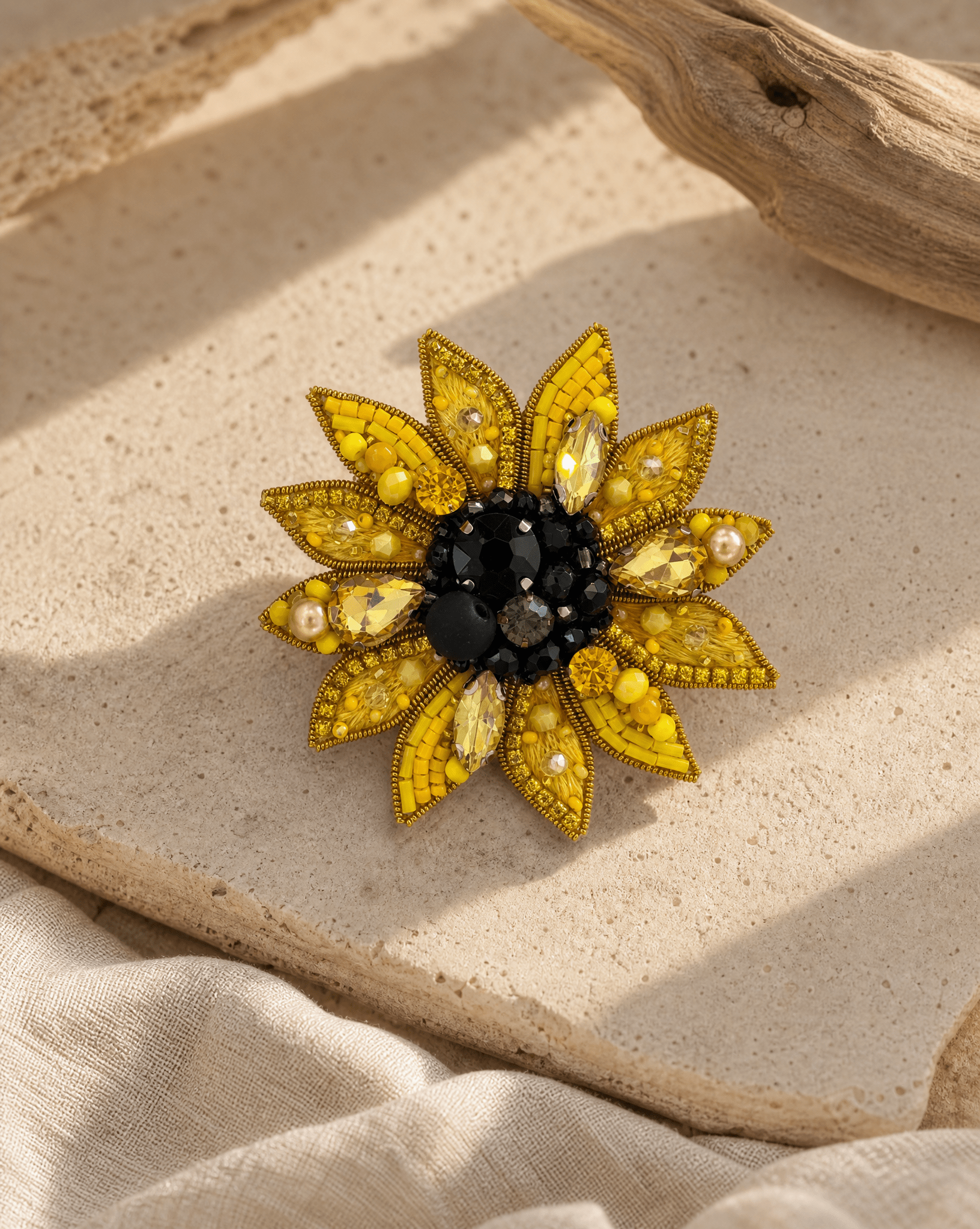 Sunflower Brooch - Anne Sidora Unique Poetic gift boutique in Los Cabos