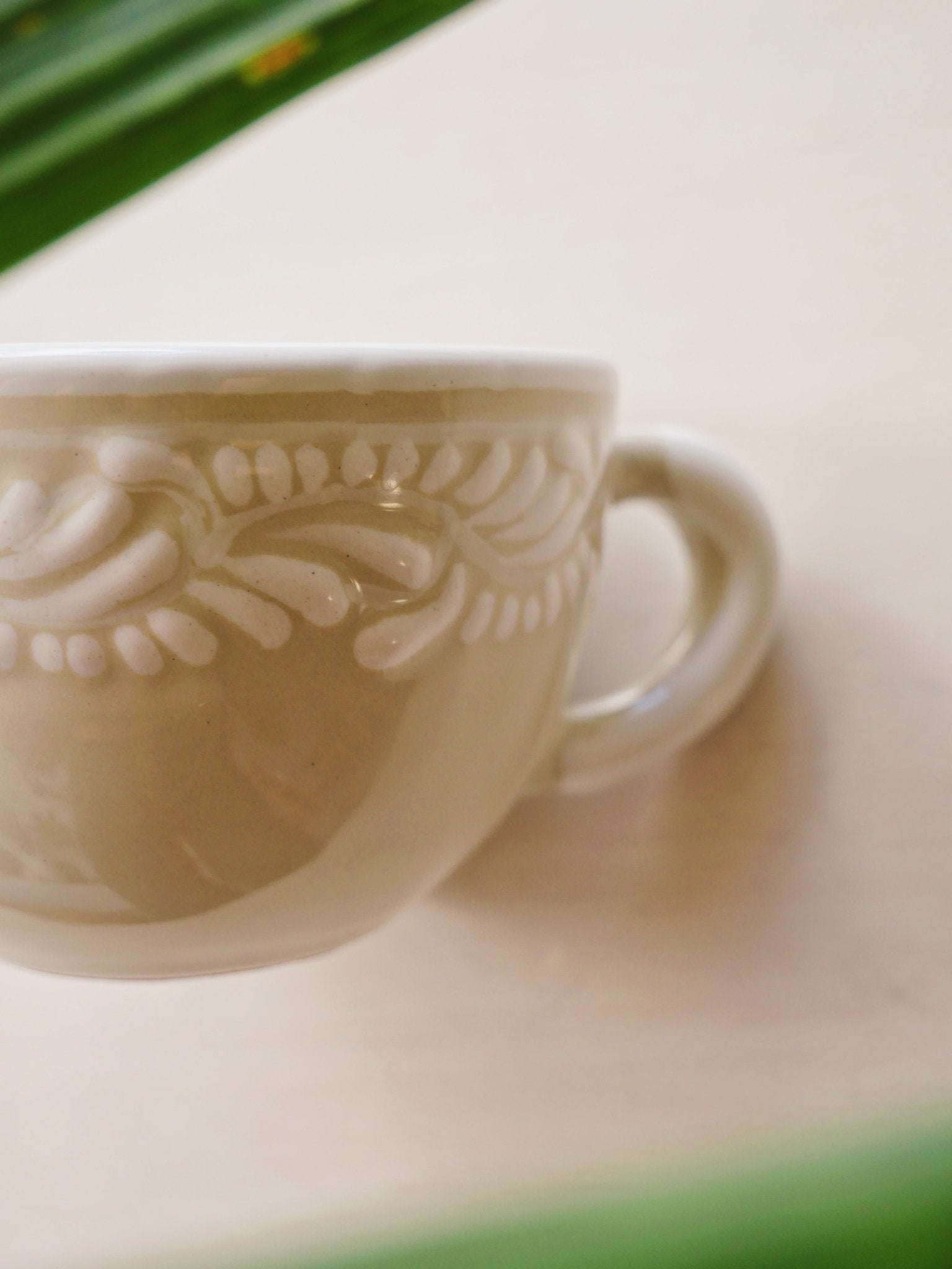 Talavera White Tea Cup - Anne Sidora Unique Poetic gift boutique in Los Cabos