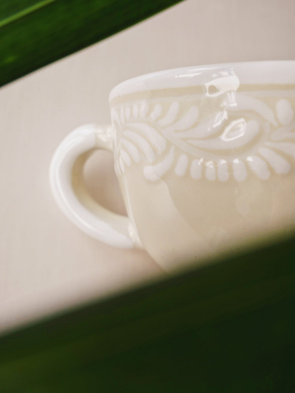 Talavera White Tea Cup - Anne Sidora Unique Poetic gift boutique in Los Cabos
