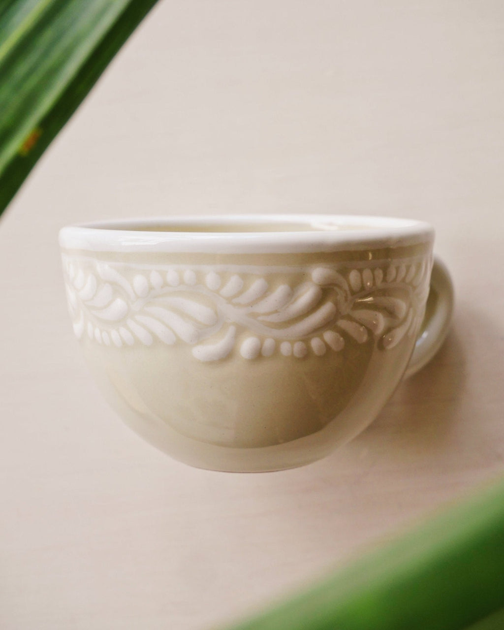 Talavera White Tea Cup - Anne Sidora Unique Poetic gift boutique in Los Cabos